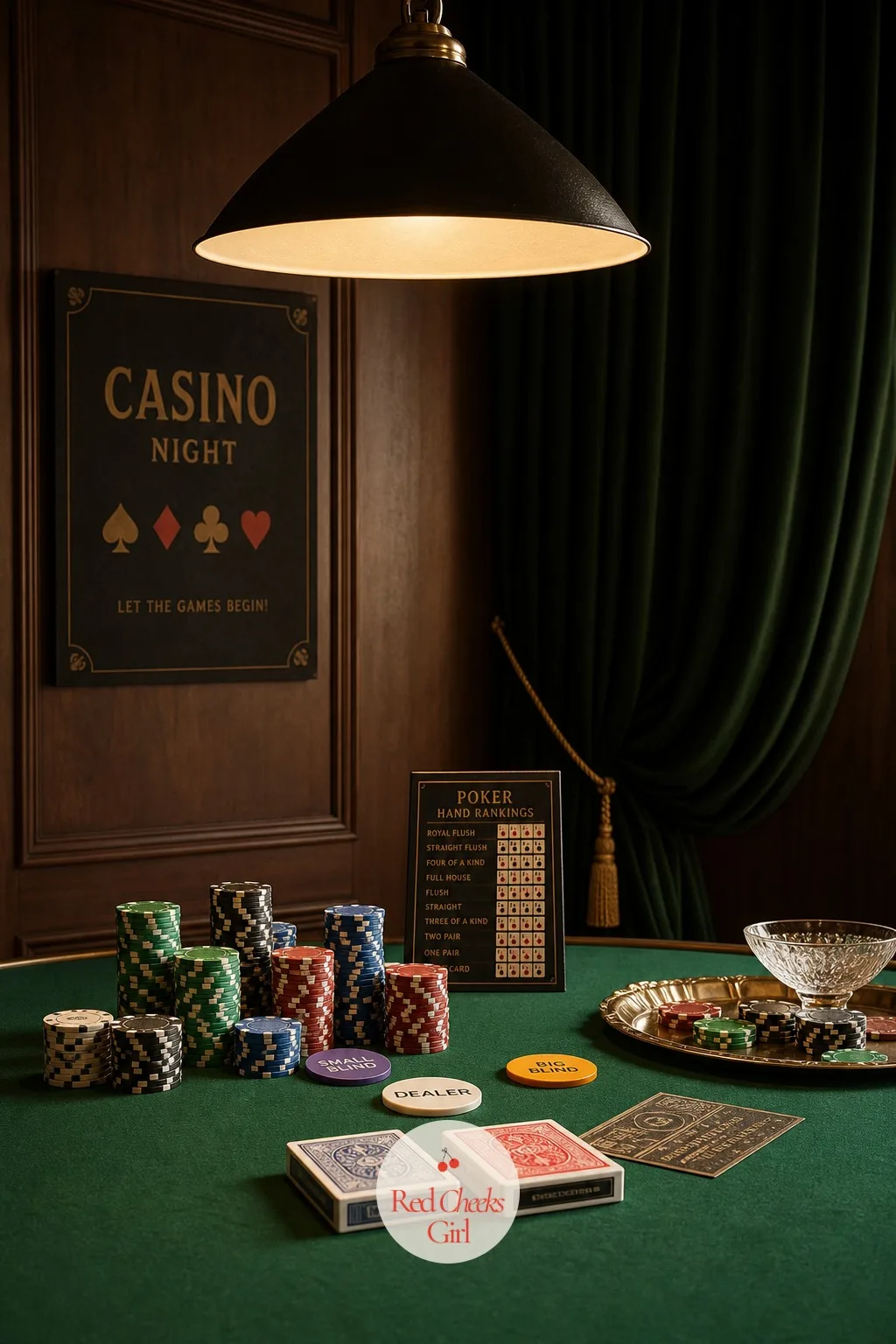 Casino Night — Green felt and a deck of cards turn a dining room into something with actual stakes, even at play money. Engagement party ideas