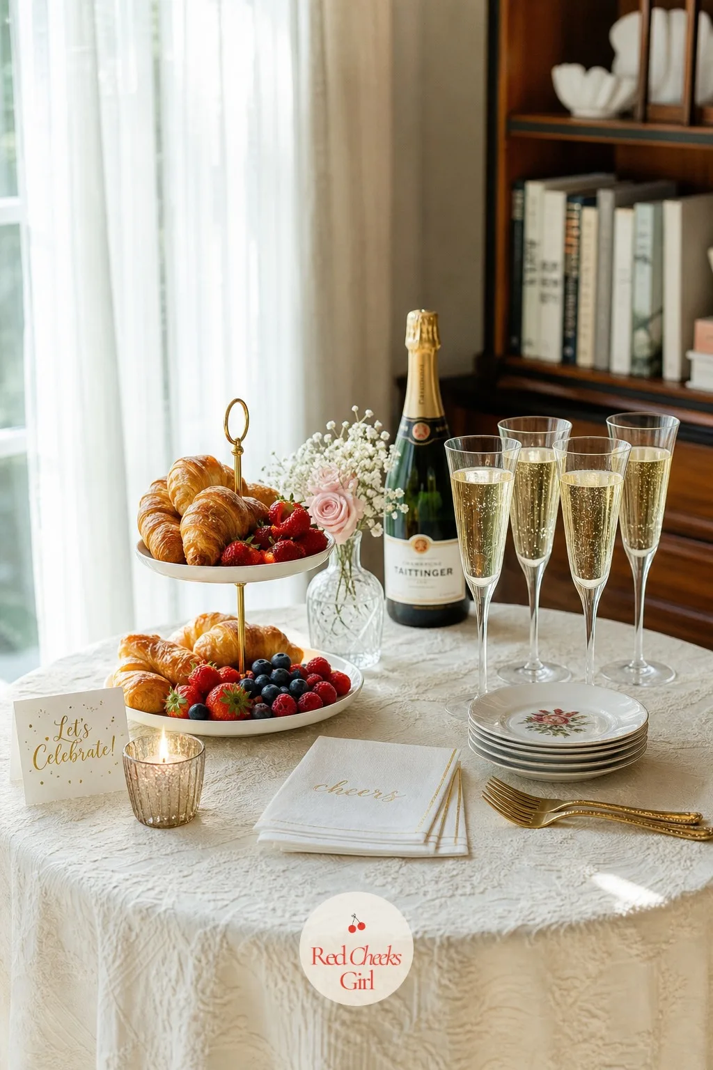 Champagne Brunch — Morning light does flattering things to a room that an evening party never gets for free. Engagement party ideas