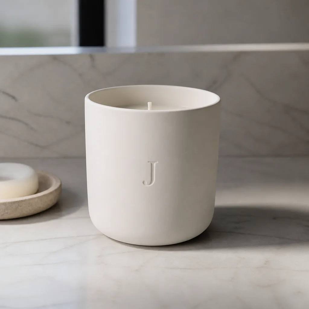 Candle In A Ceramic Jar With Their Initials — A good candle is never a wrong gift, and one stamped with their initials stops it from reading as an