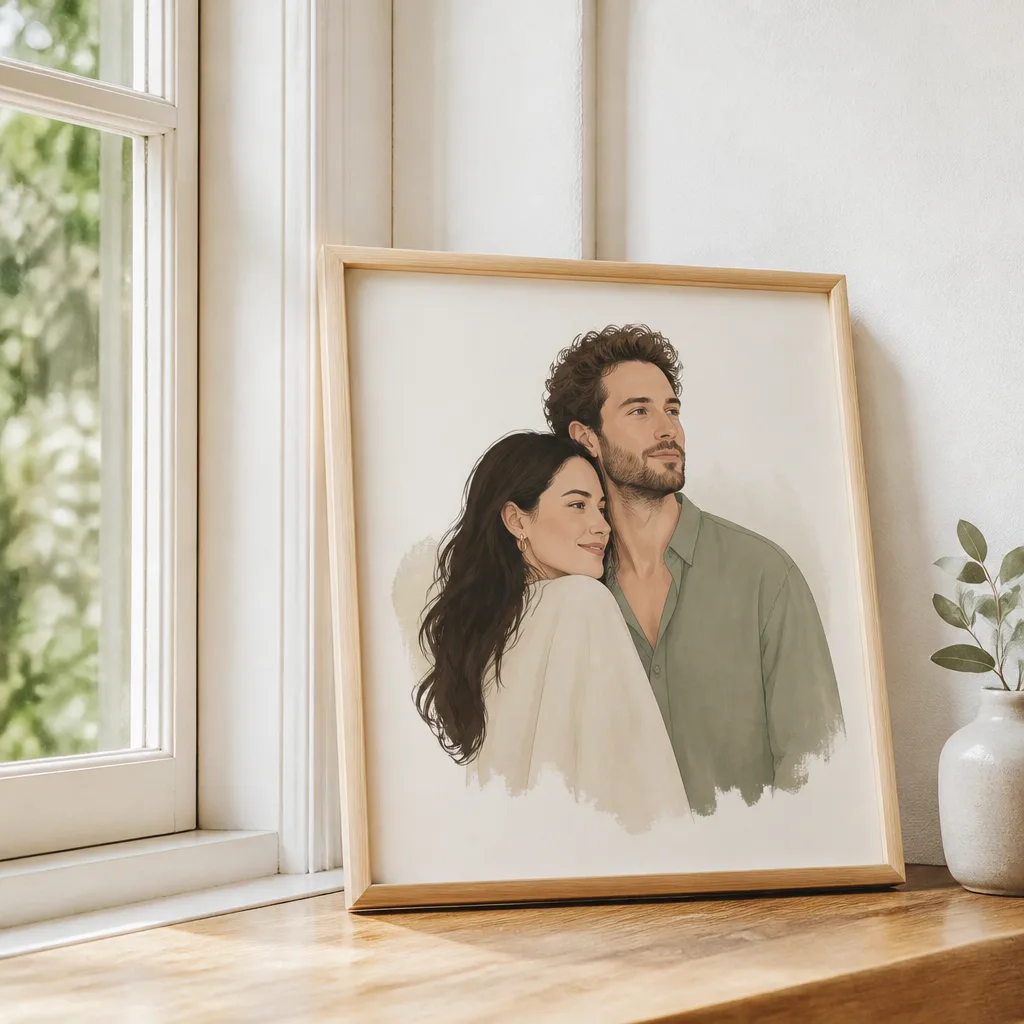 Custom Portrait — She has seen a hundred photo gifts this year. Engagement gift ideas