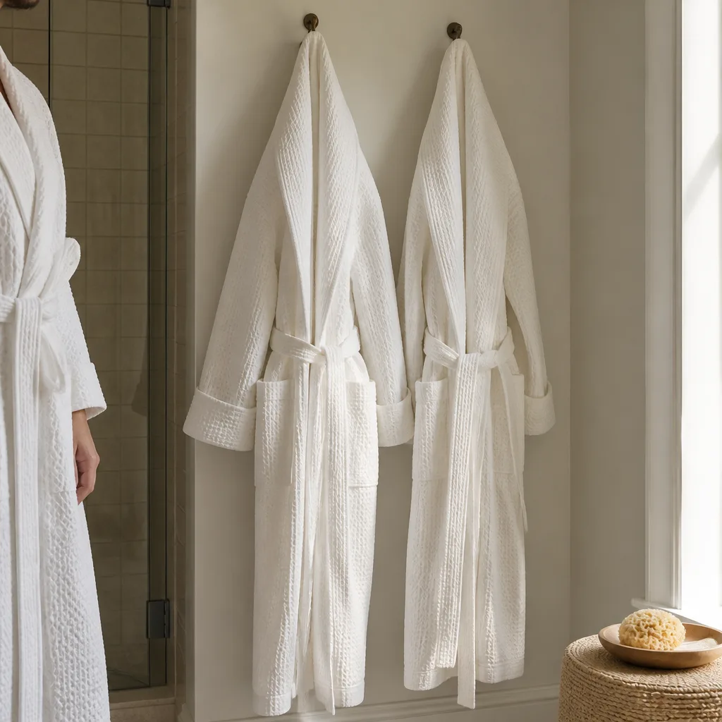 Matching Robes — There is a specific comfort in two robes hanging on the same hook, and it has nothing to do with matching and everything to do with soft