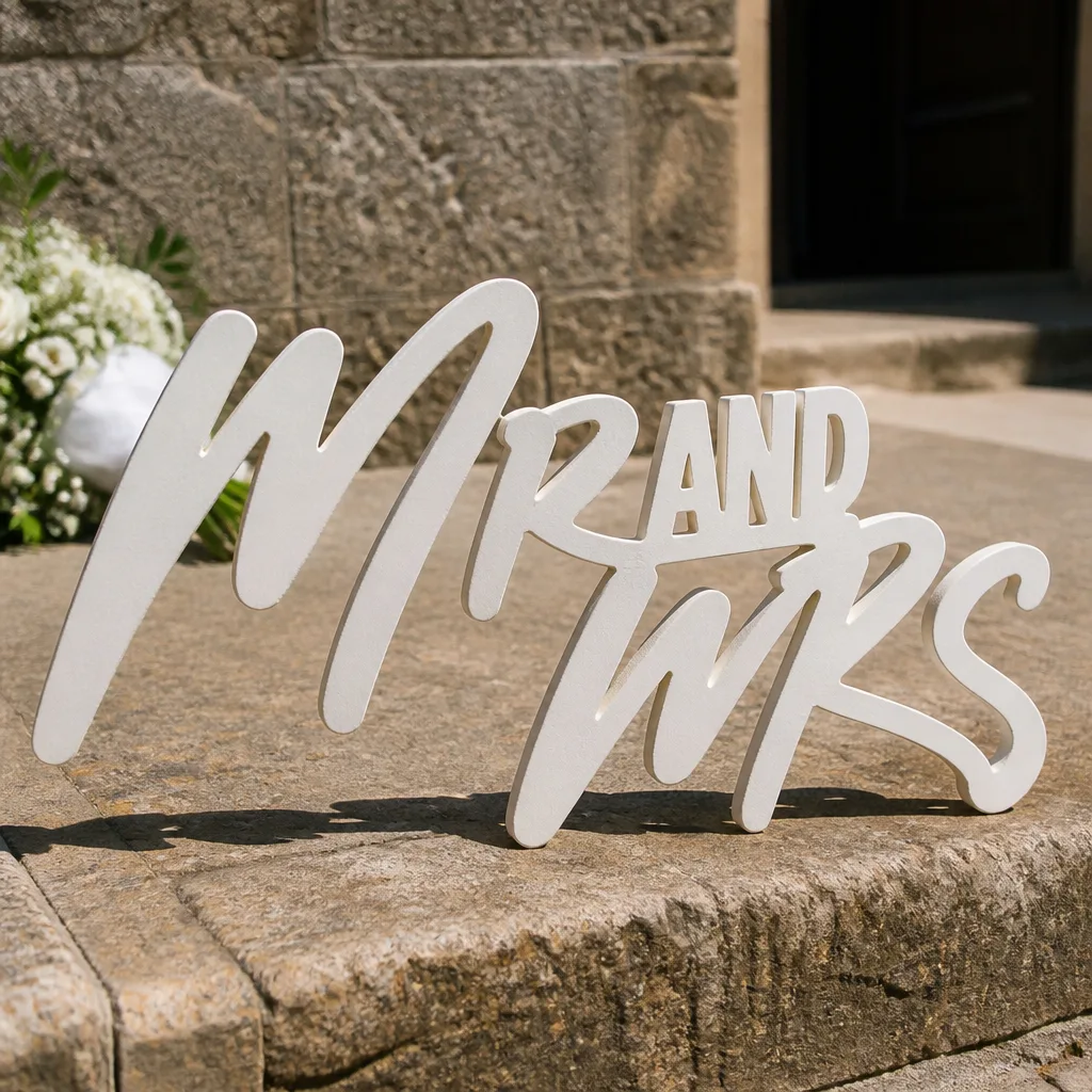 Mr And Mrs Sign — If she has already started picturing the wedding decor, a sign like this gives her a preview she can actually live with before the big day