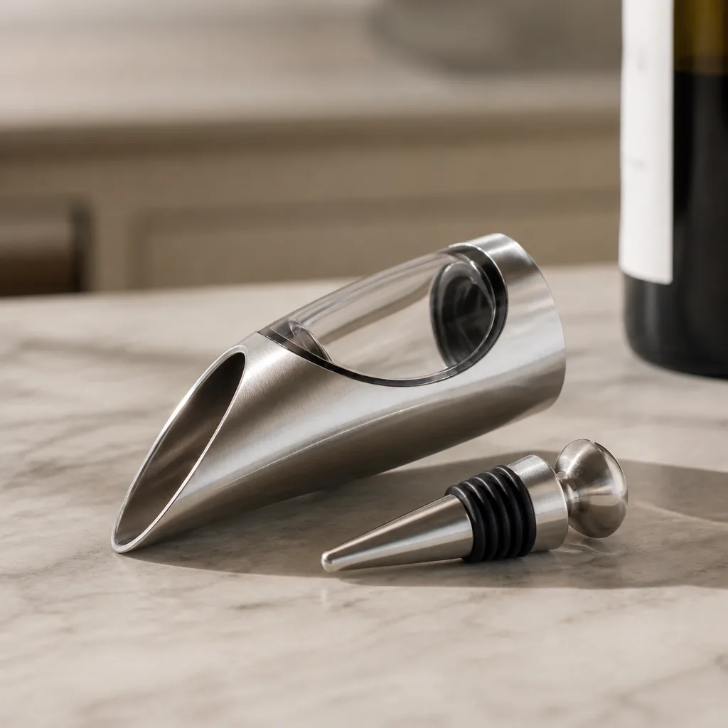 Wine Aerator And Stopper Set — If decanting feels like one more thing nobody has time for, a small aerator and stopper set does the same job in seconds and