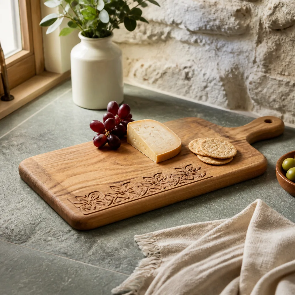 Wooden Serving Board Engraved With Their Names — If their idea of a night in is cheese, bread and a bottle of something decent, a serving board with their