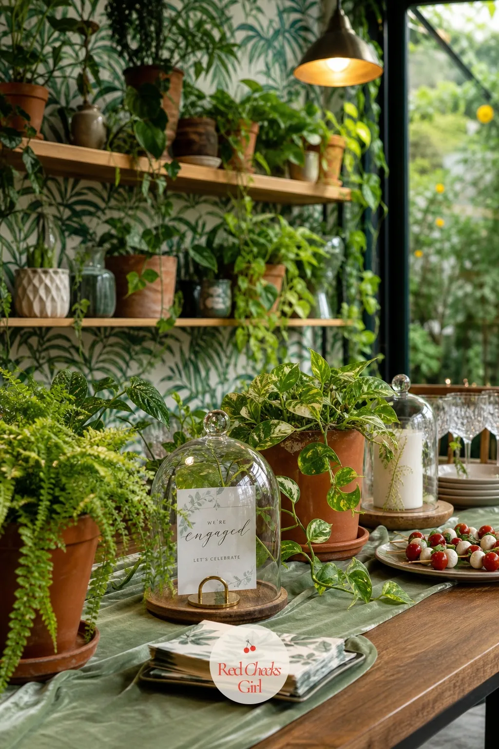 Botanical Greenhouse — Different mood from a flower-heavy garden theme: this one is green, leafy, a little humid-feeling, built from terracotta and ferns