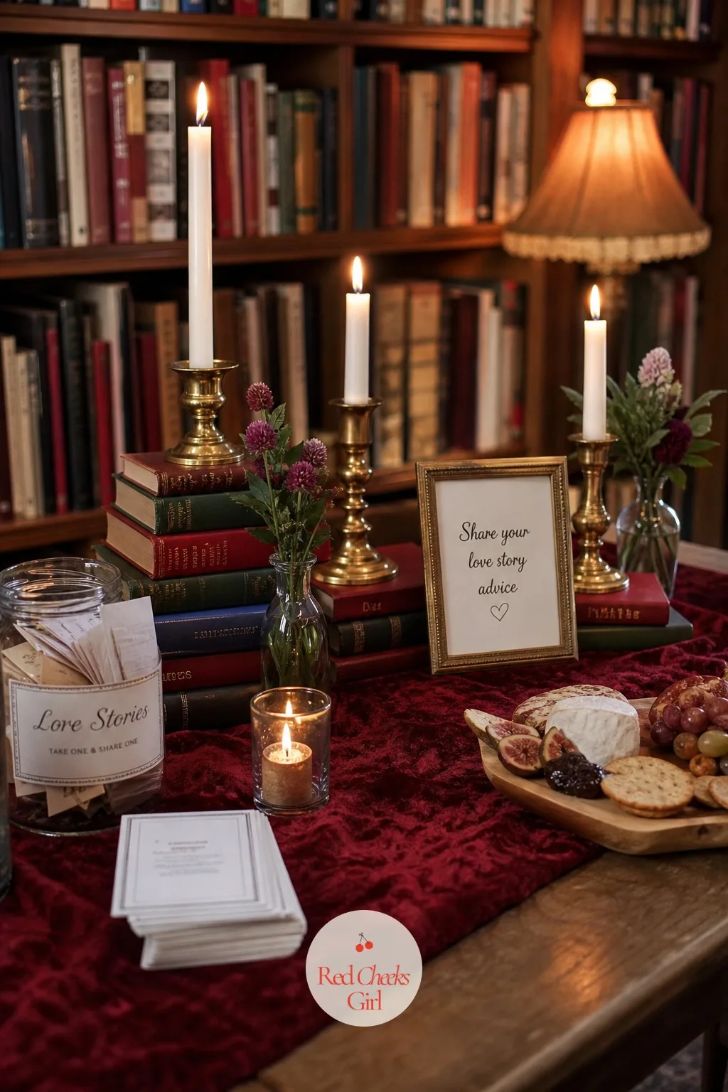 Candlelit Library of Love — It sounds like it needs an actual library. Engagement party themes
