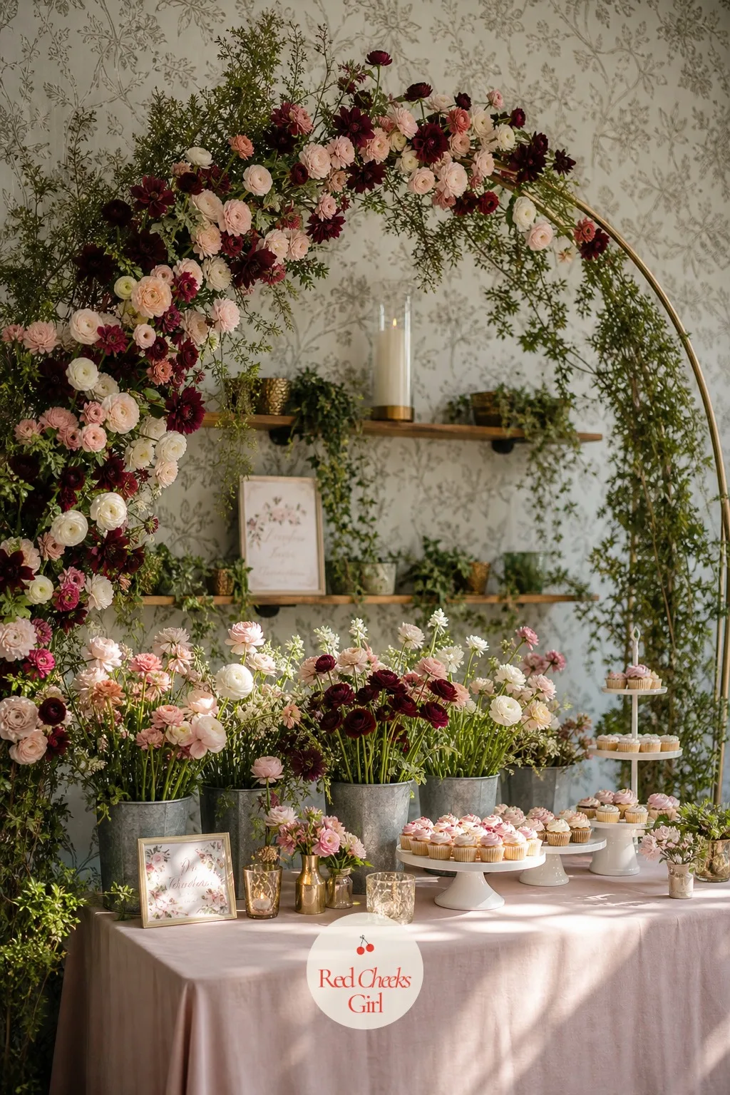 Love in Full Bloom — This is garden party's richer cousin: indoors, abundant, built for a room with good light rather than an actual garden. Engagement party