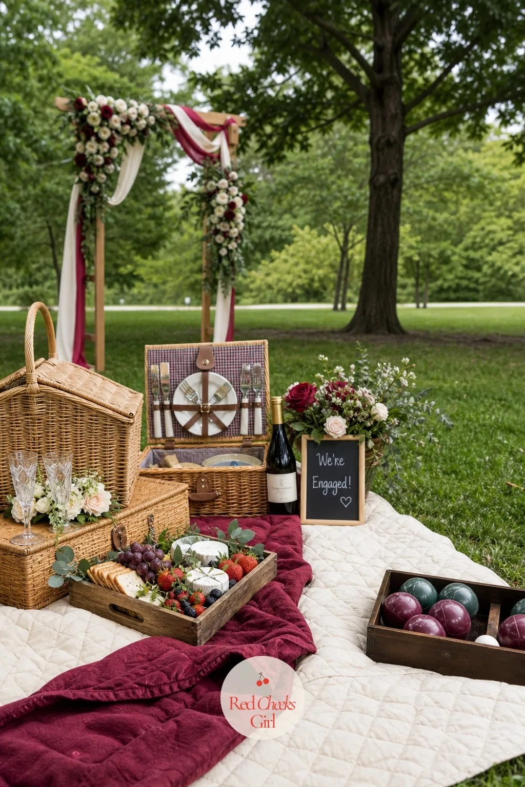 Picnic in the Park — An ordinary blanket picnic looks like exactly that: ordinary. Engagement party themes