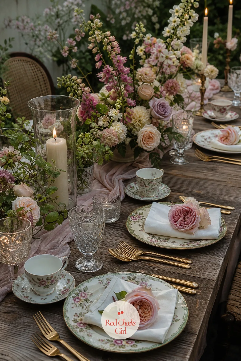 Mismatched Vintage China Place Settings — Rented white plates look like every other wedding reception in the country, and she knows it the moment she sees the
