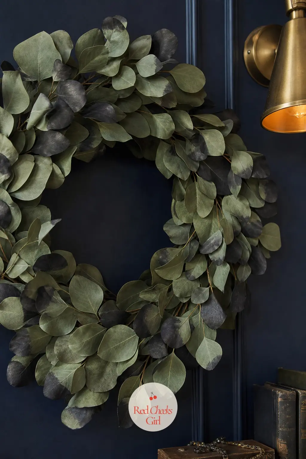 The Charcoal-Dipped Eucalyptus Wreath for the Reading Nook Wall — The same dipping technique in charcoal instead of blush reads moodier and more tailored