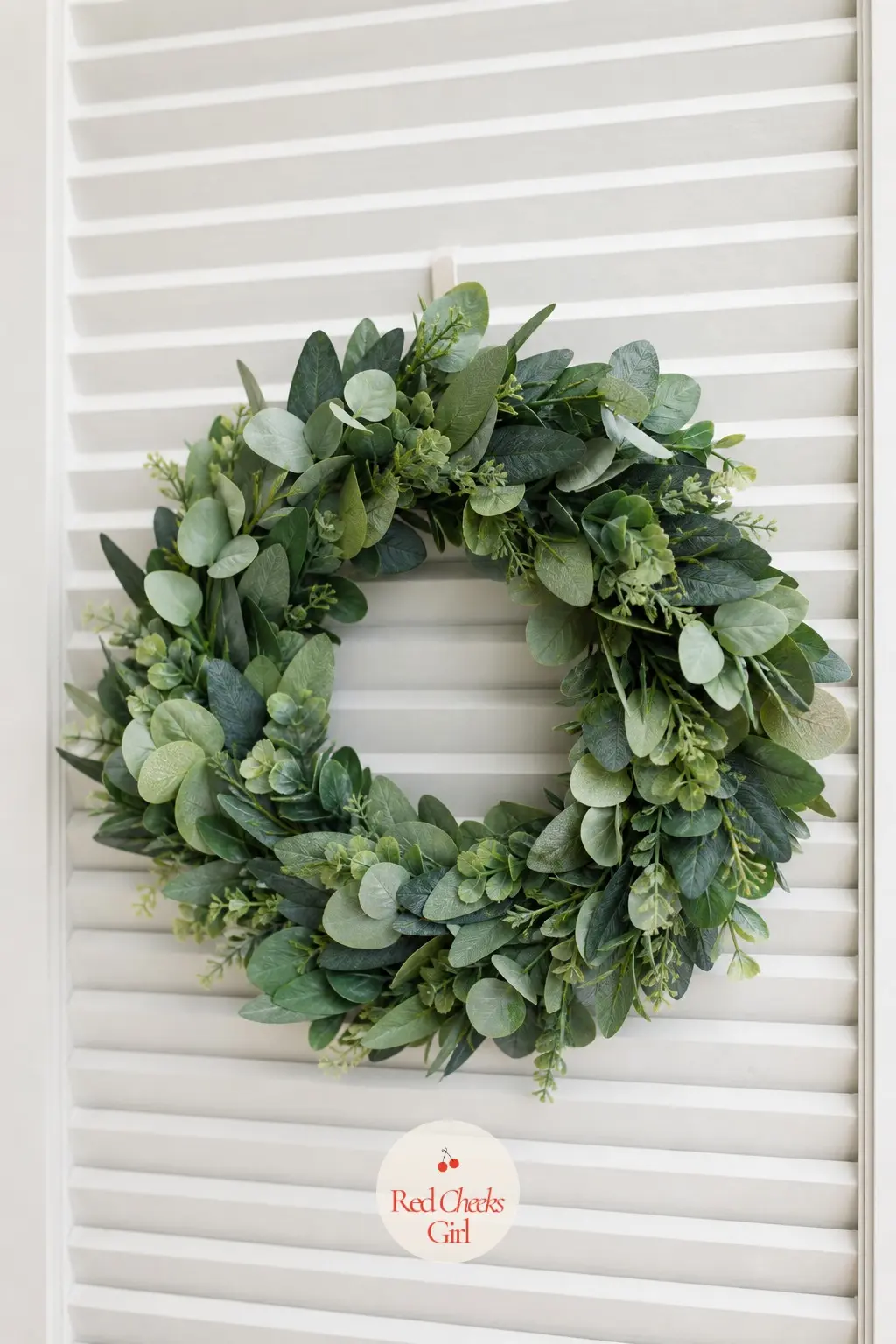 The Mini All-Green Eucalyptus Wreath for the Laundry Room Door — Skip every add-in and build this one from nothing but eucalyptus in three or four different
