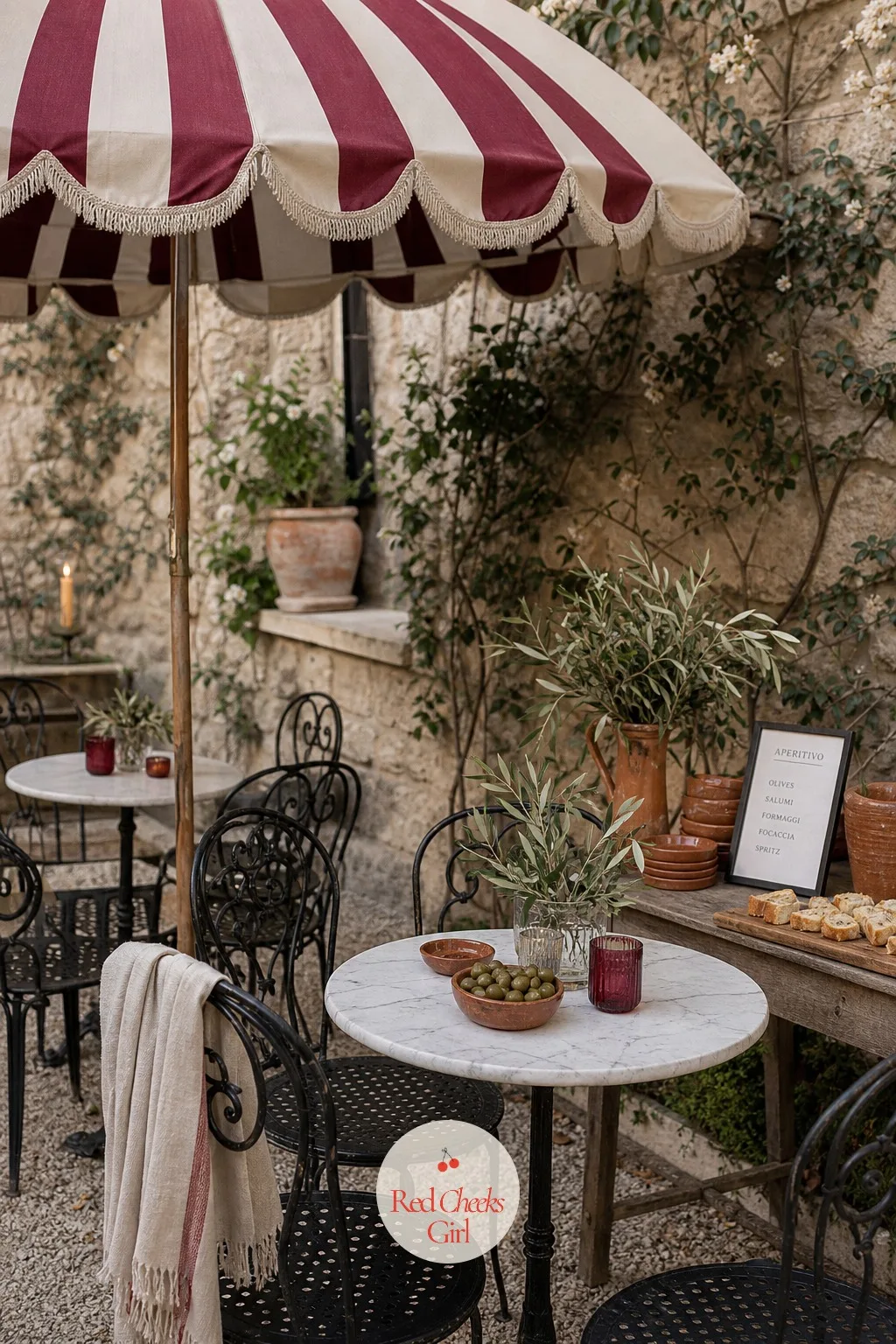 The Cafe-Style Aperitivo Corner — Cocktail hour does not need a bar if it has a corner like this instead. European wedding aesthetic