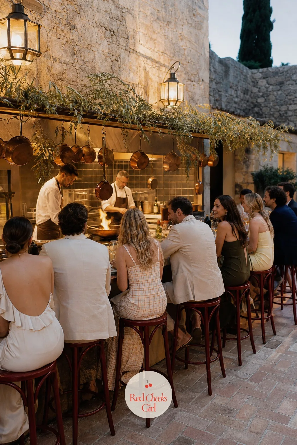 Chef's Table Dinner Where Guests Watch the Cooking — She might worry a seated dinner feels too formal for a wedding she wants people to remember. European