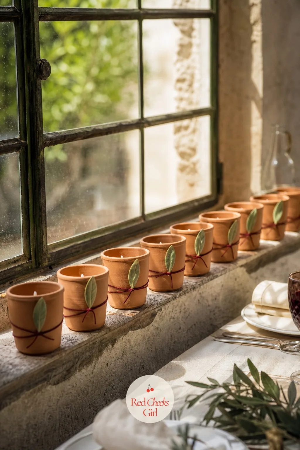 Terracotta Votive Favors with a Pressed Herb — A favor that doubles as table decor earns its spot twice over. European wedding aesthetic
