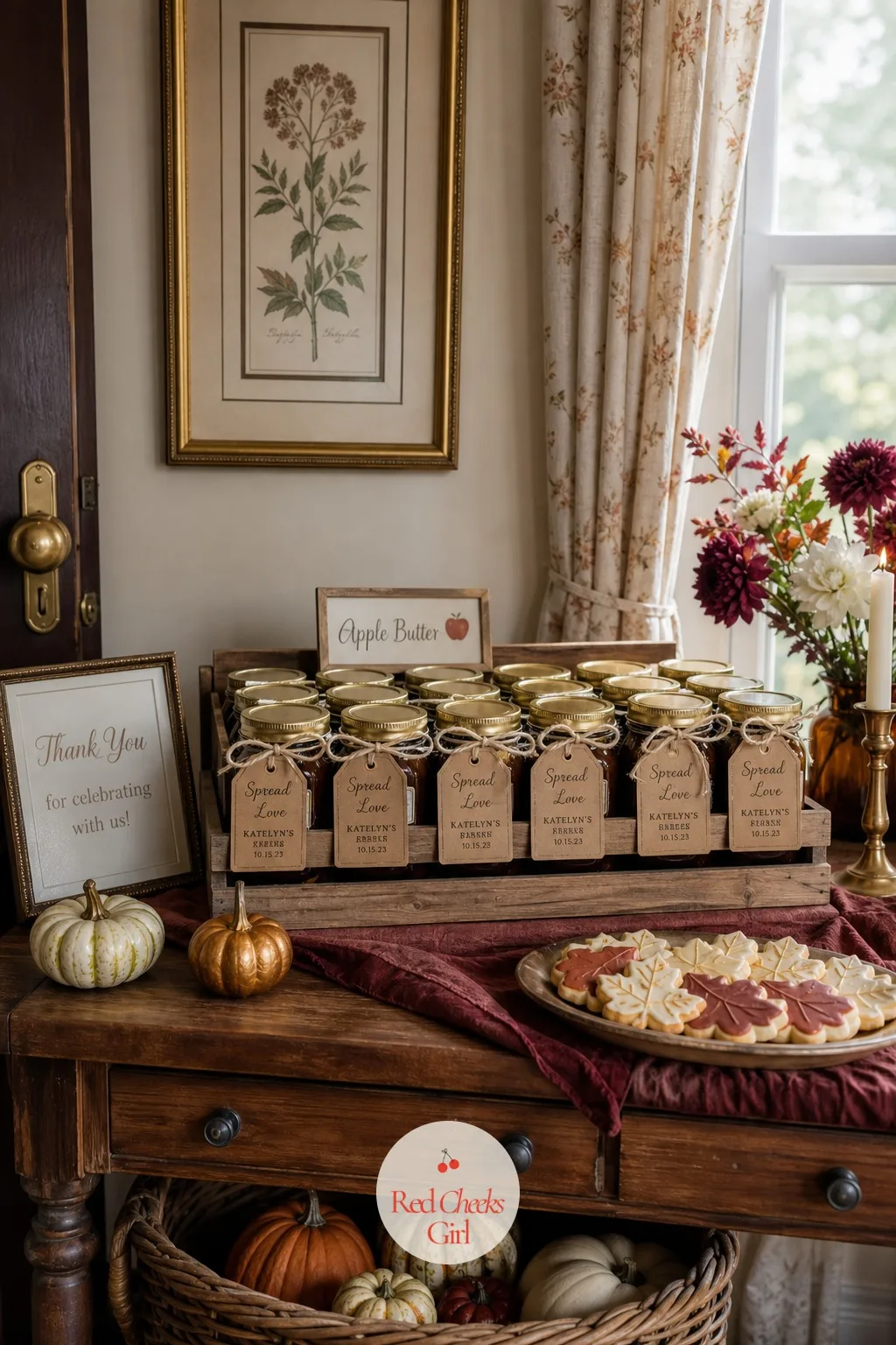 Apple Butter Jar Favors — The gift she sends home should taste like the party, not just remind her of it. Fall bridal shower ideas