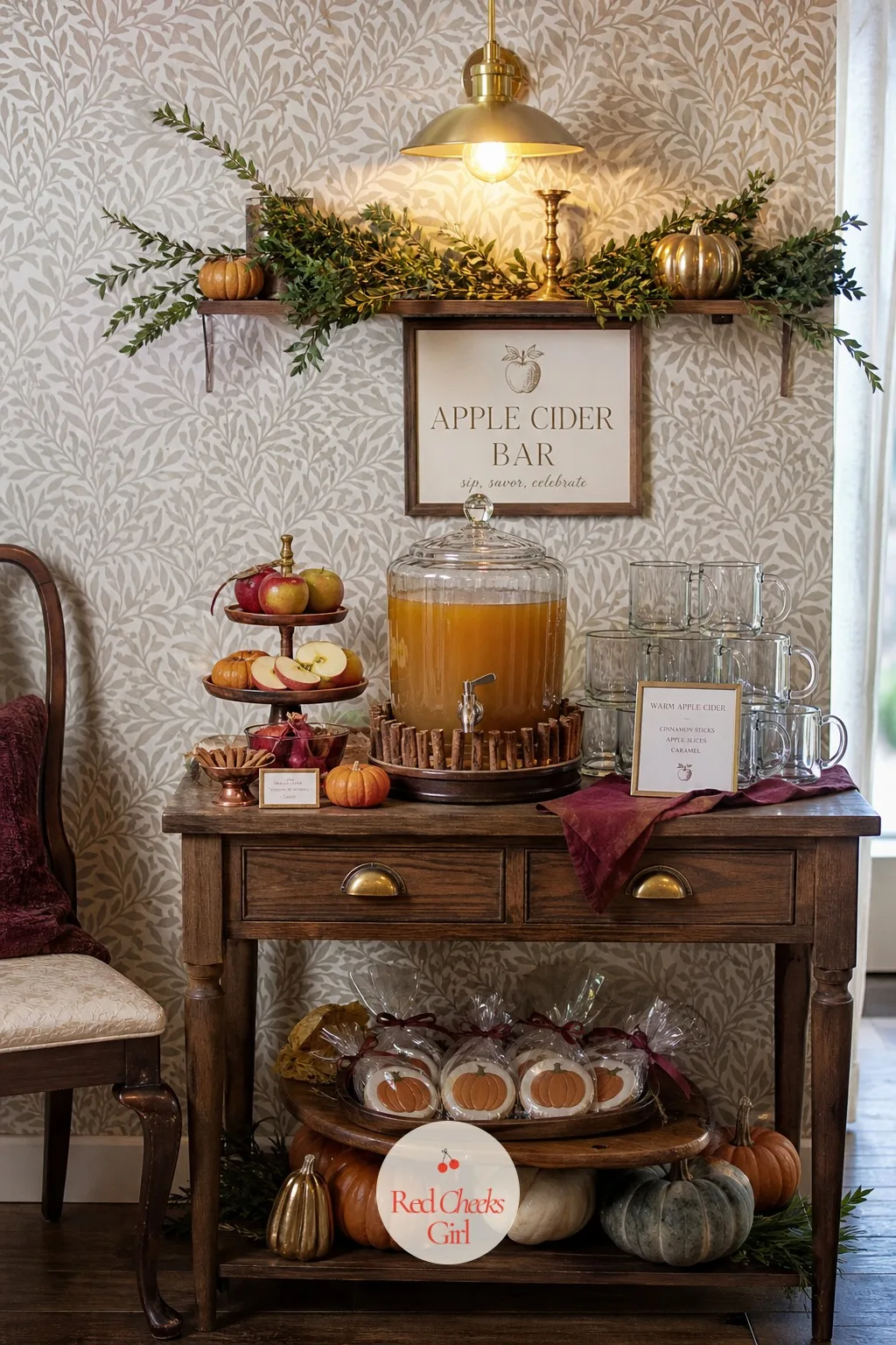 Apple Cider Bar — A cold glass of something is not what this shower calls for. Fall bridal shower ideas