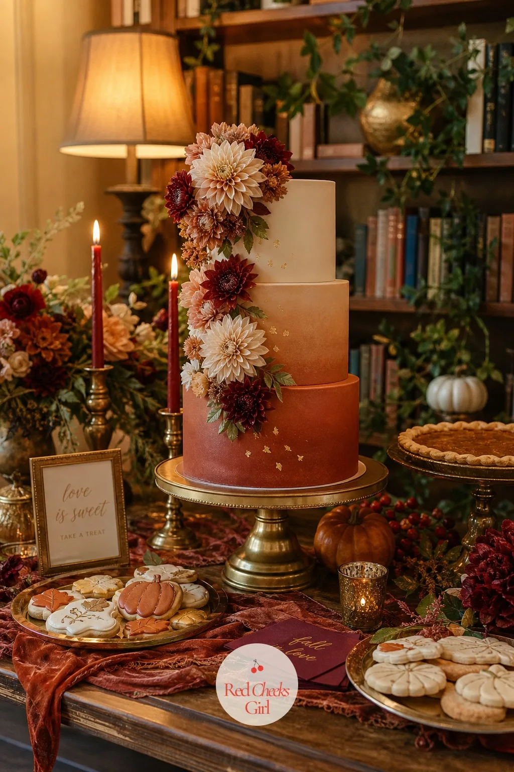 Fall Floral Cake — The cake is the one thing every guest photographs before anyone cuts into it. Fall bridal shower ideas