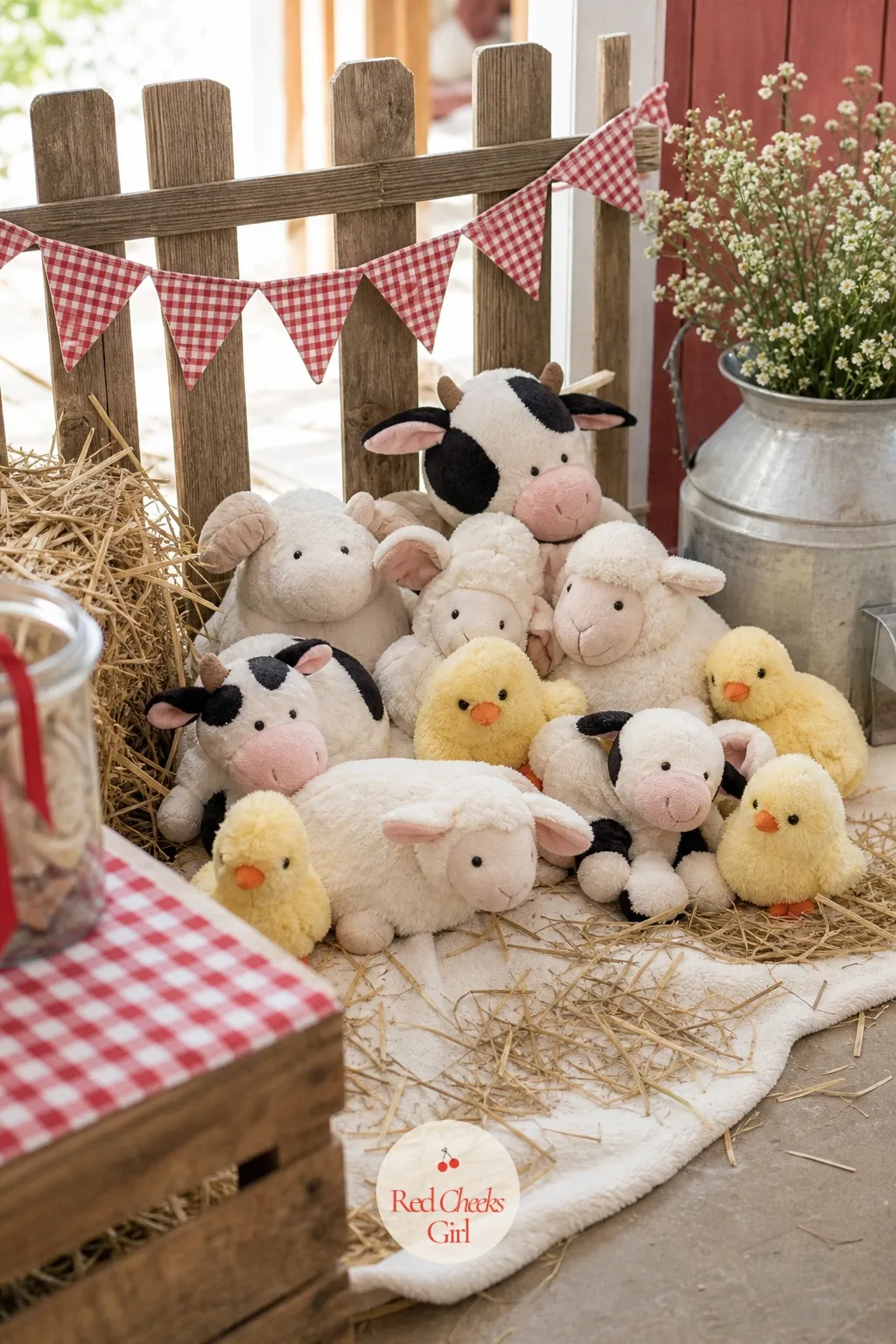 Petting Zoo Corner of Stuffed Animals — A real petting zoo means a van, a deposit and a conversation about liability waivers. Farm animal birthday party