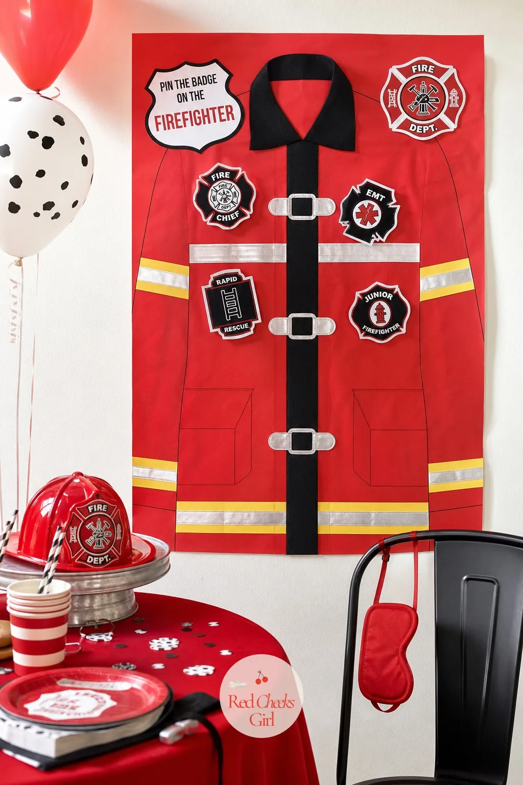 Pin the Badge on the Firefighter — Every generation of birthday guests has pinned a tail on something, and a firefighter silhouette missing its badge is the
