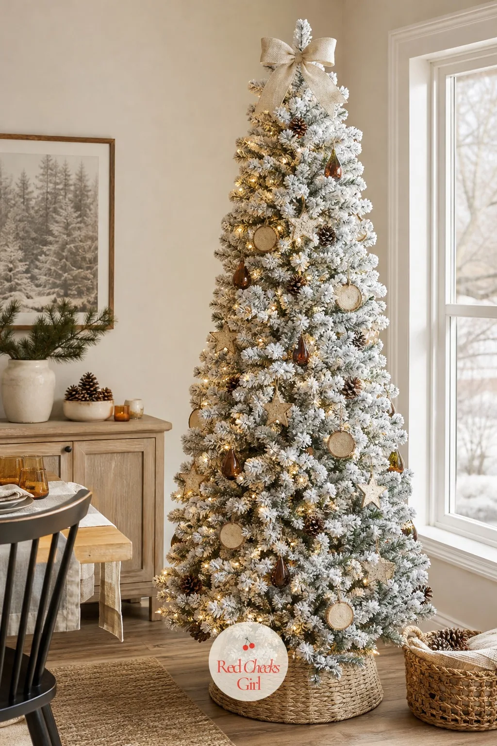 The Birchwood Flocked Fir — If a real tree is not happening this year, a pre-flocked artificial one closes the gap fast. Flocked christmas tree ideas