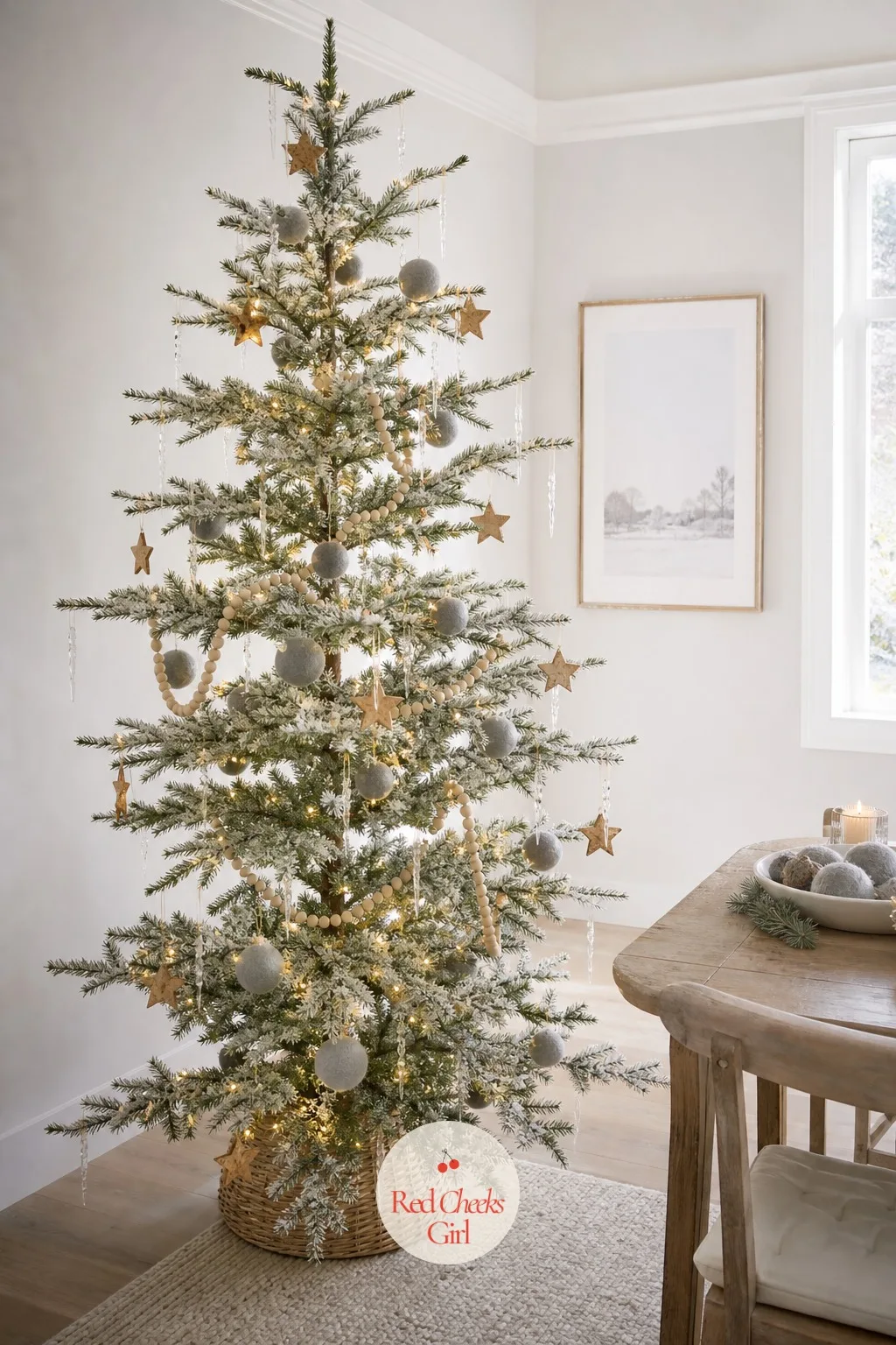 The Sparse Nordic Fir — Not every small tree is dense, some rooms want the gaps as much as the branches. Flocked christmas tree ideas