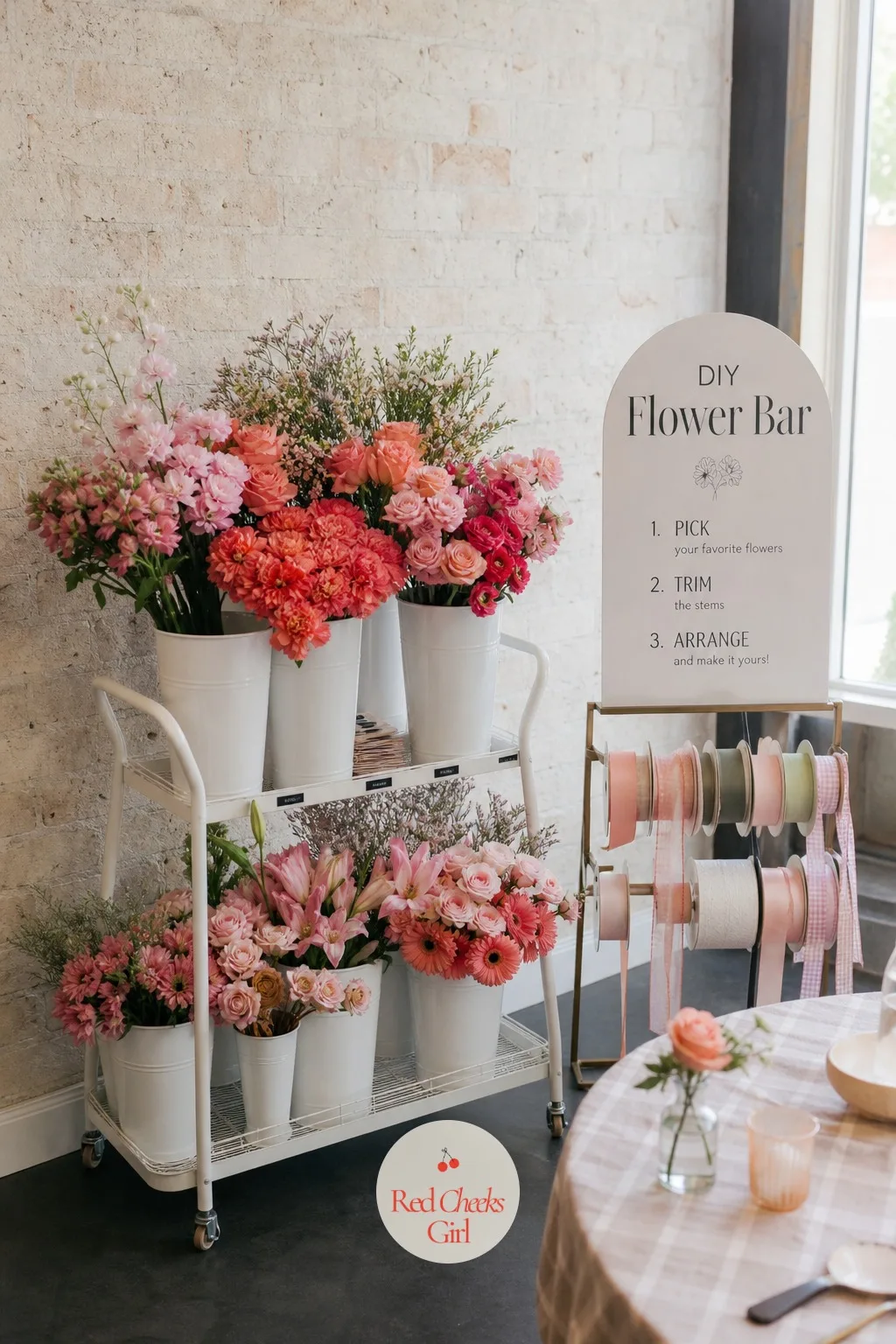 DIY Flower Bar for Showers and Parties — DIY Flower Bar for Showers and Parties : guests at a shower or a birthday love making something with their hands, and