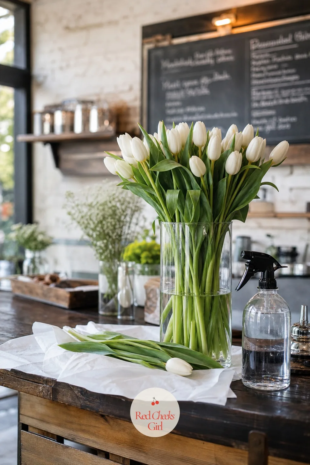 Office and Café Standing Vase Service — Office and Café Standing Vase Service : small businesses want fresh flowers on the counter but not the hassle of buying