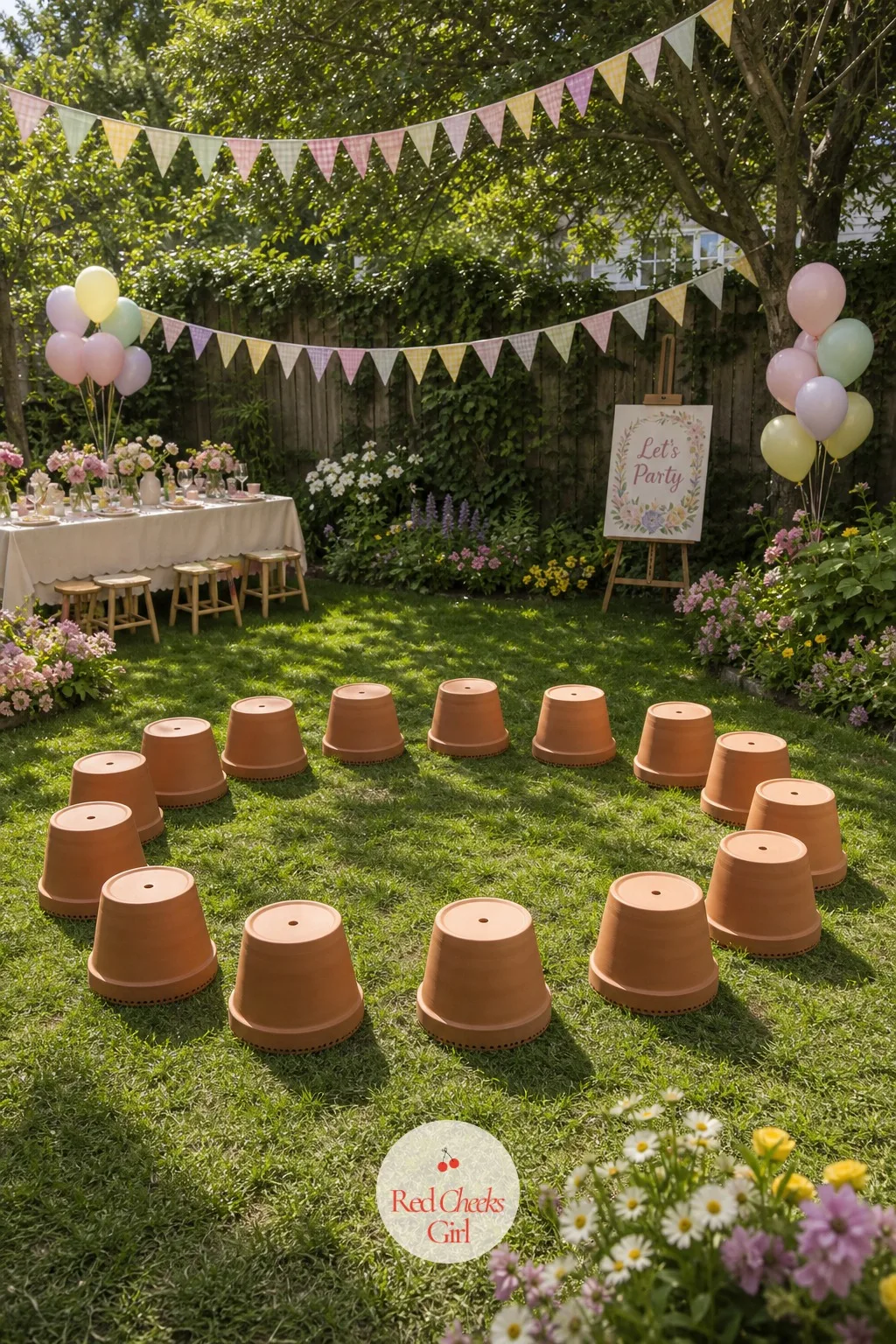 Musical Flowerpots — Musical chairs gets a garden makeover with nothing more than upside down pots and a playlist. Flower themed birthday party