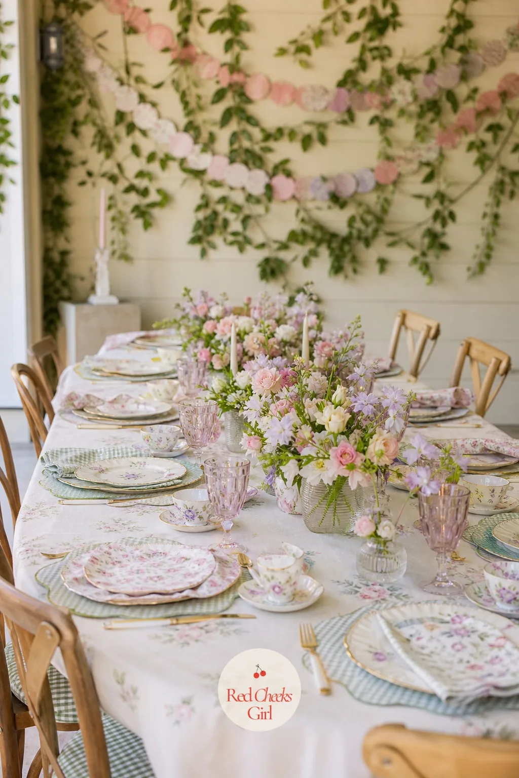 Tea Table With Floral China And Fresh Blooms — She might worry proper china is asking for trouble with a room full of small guests, but a tea table reads as