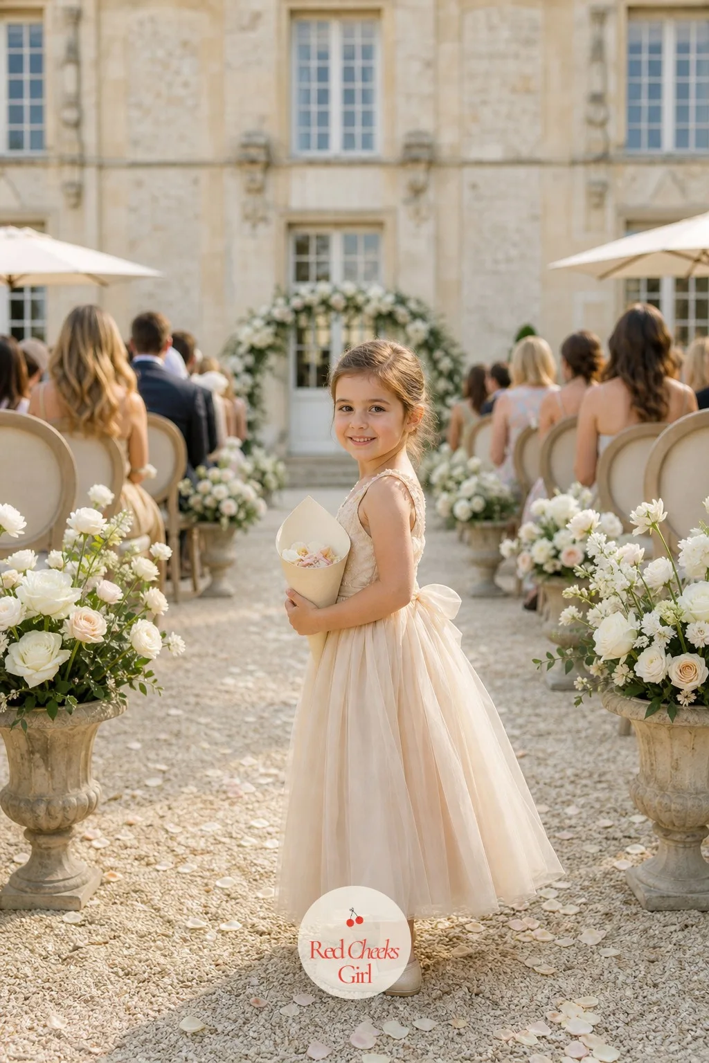 The Flower Girl's Petal Cones — Someone small needs a job during the ceremony walk, and a paper cone of petals gives her one without anyone having to improvise