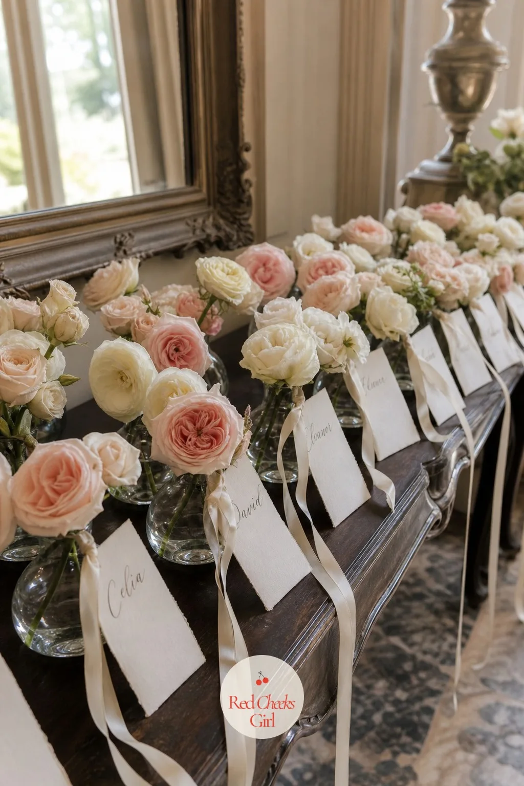 Escort Cards Tied with Ribbon — Guests should not have to hunt for their seat. French wedding aesthetic