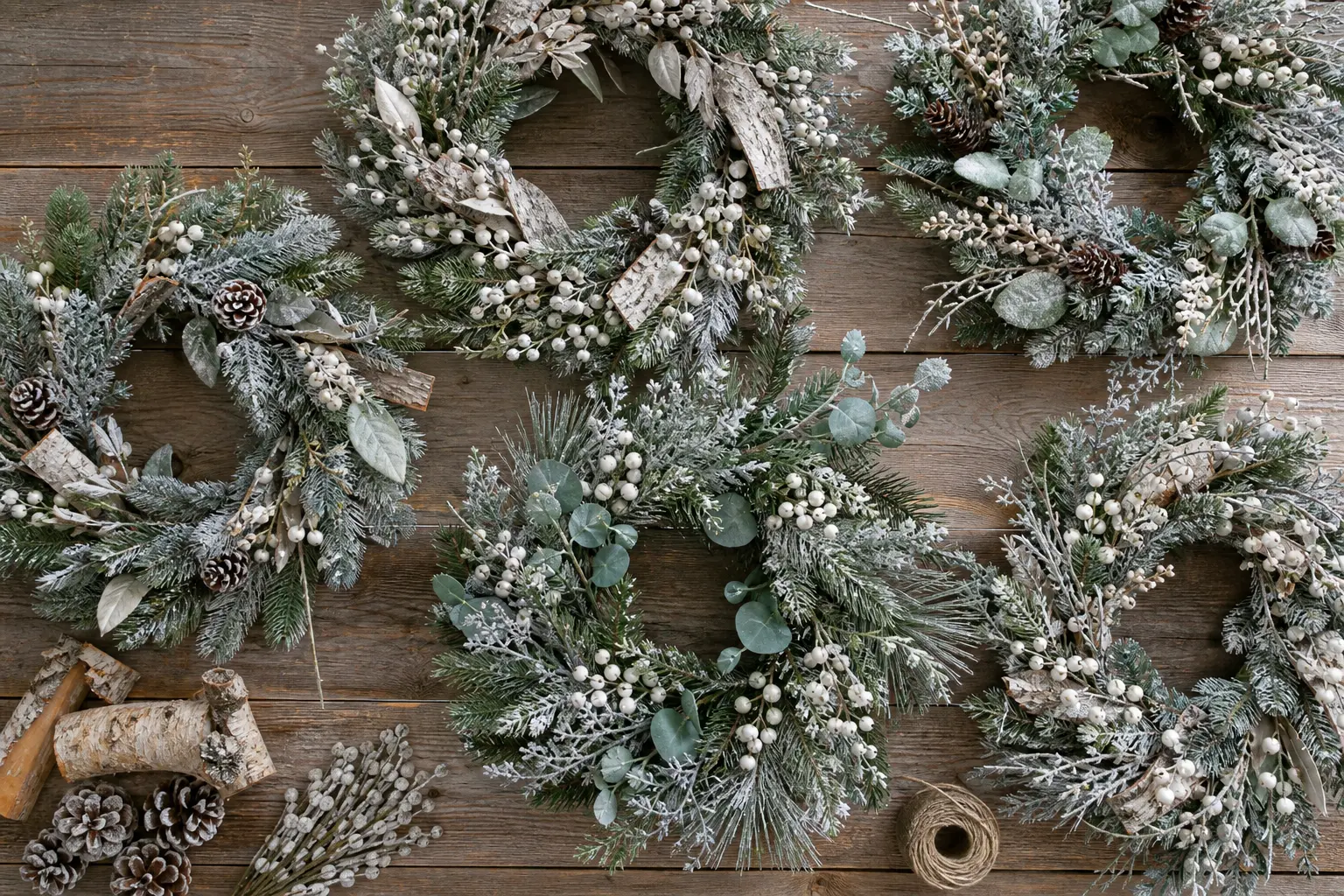 20 Frosty Winter Wreaths With Snowy Pine, Silver Berries and Birch That Last Until February