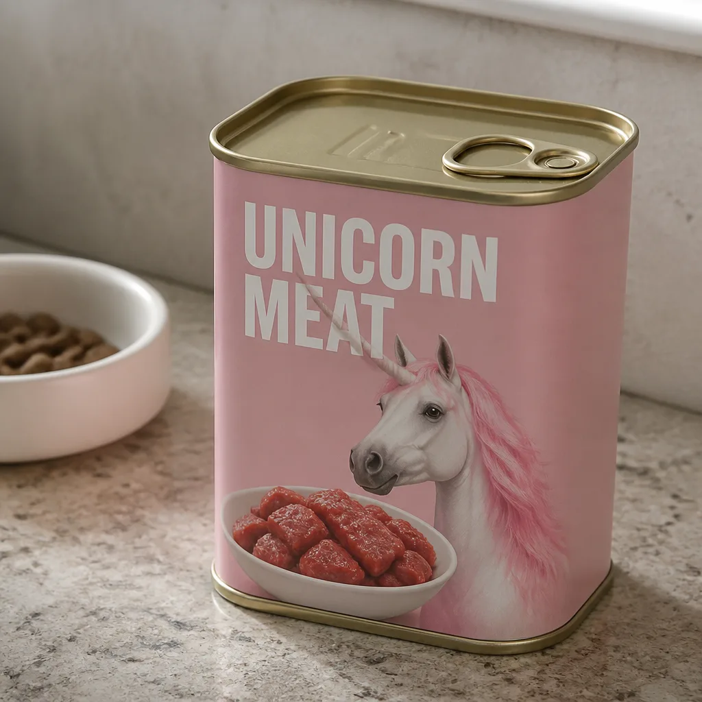 Canned Unicorn Meat — It looks exactly like a regular tin on the shelf until someone reads the label out loud. Funny white elephant gifts