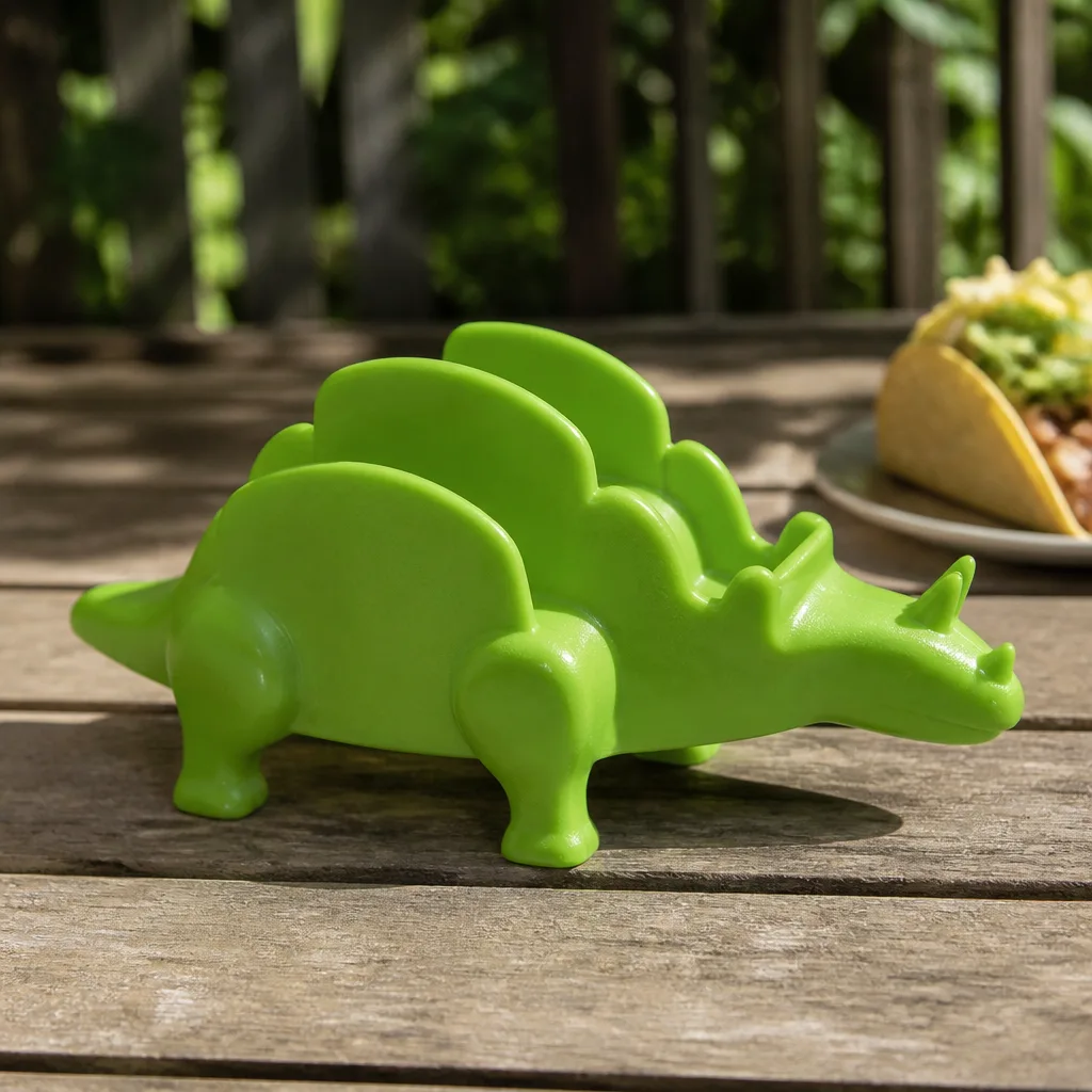 Taco Holder Stand — Shaped like something slightly ridiculous and built to keep three tacos upright without the shells cracking, this earns its spot by