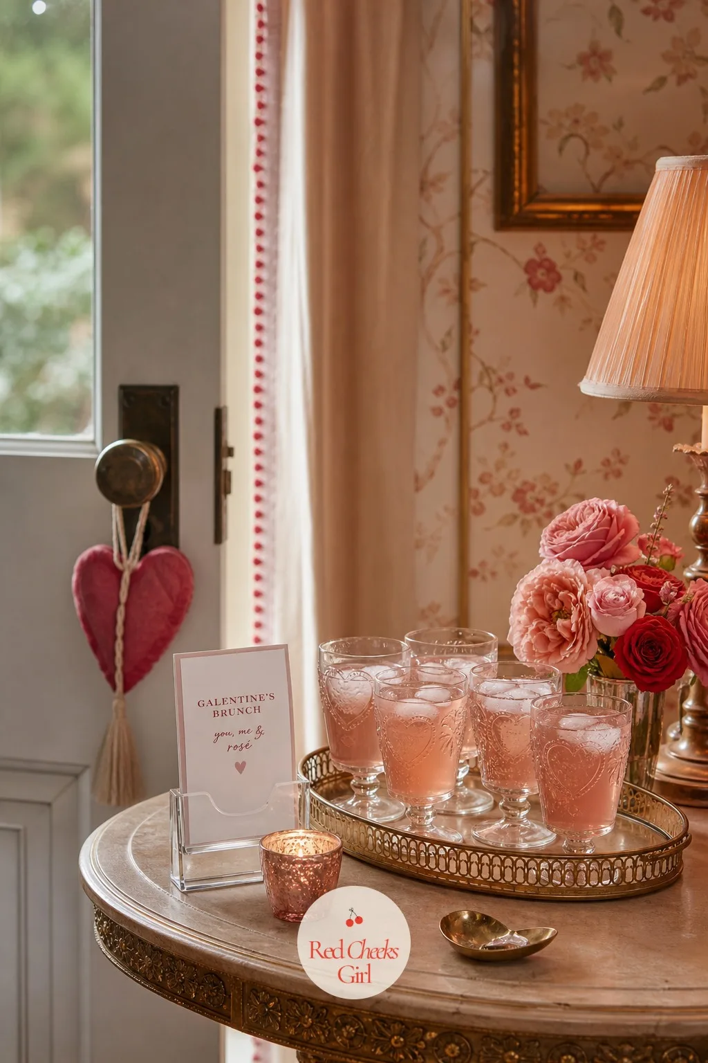 A Rose Lemonade at the Door — She should not have to find the bar before she gets a drink in her hand. Galentines brunch