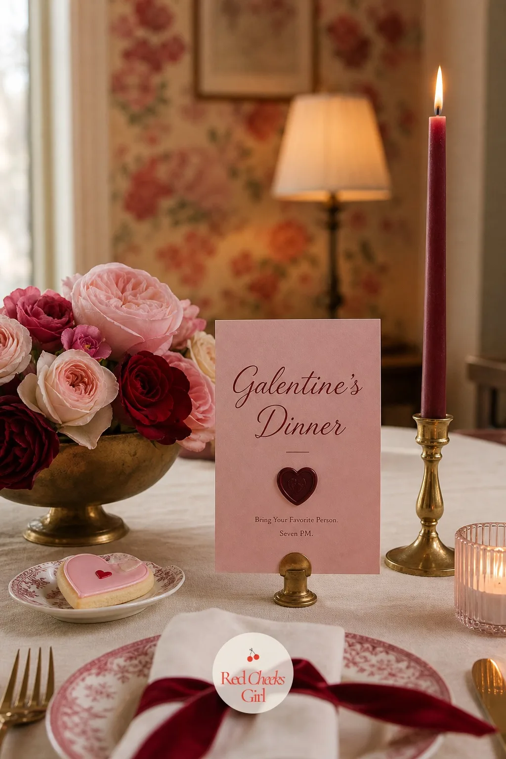The Invitation — Weeks before any candle gets lit, a single card in the mailbox sets the whole tone: blush pink stock, a small burgundy wax seal pressed into