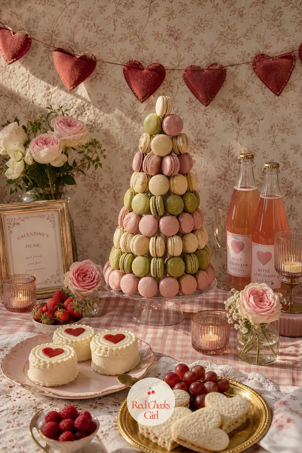 A Macaron Tower — Macarons scattered loose on a plate disappear in the first ten minutes and look like an afterthought even when they taste wonderful.