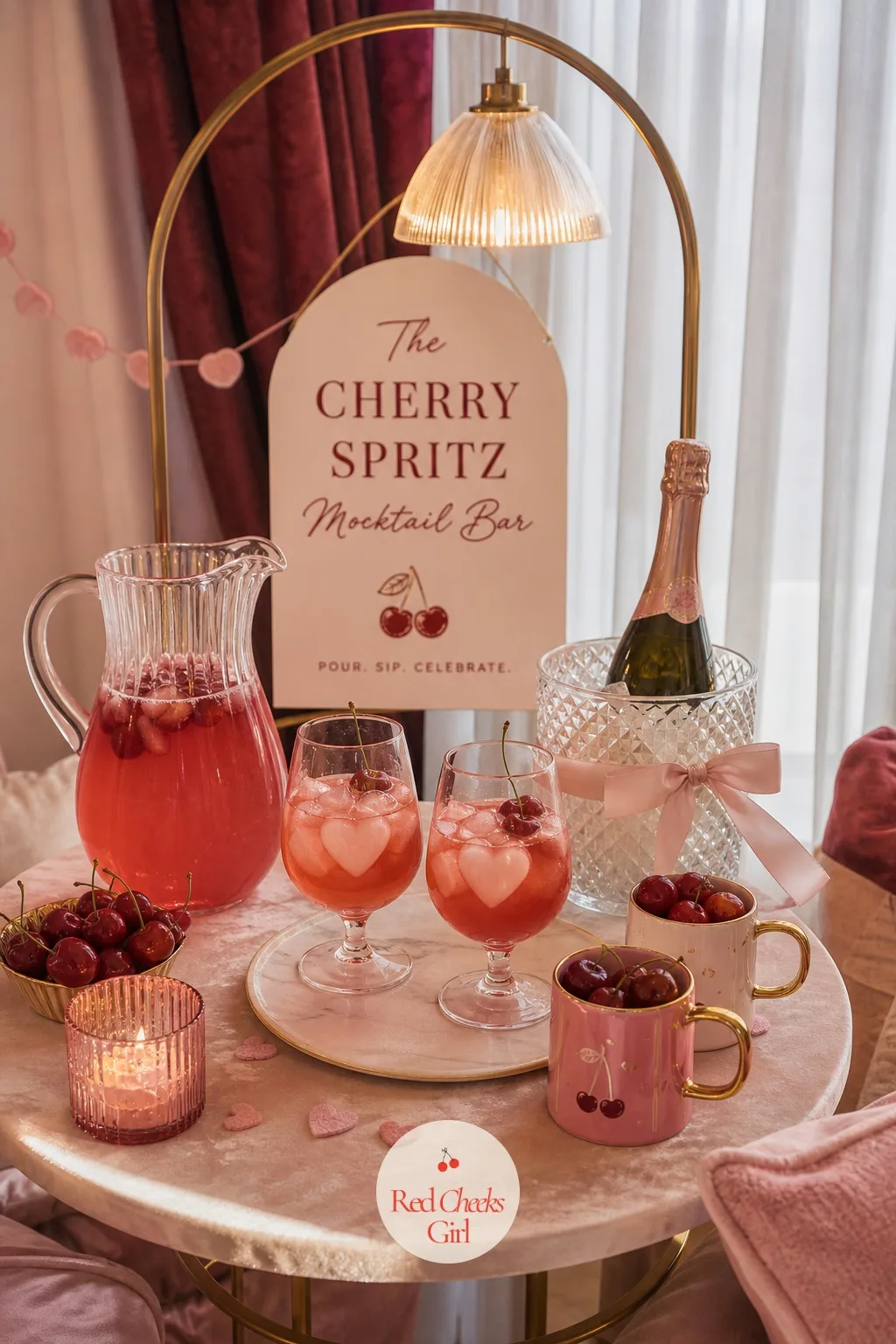The Cherry Spritz Mocktail Bar — Not everyone drinks, and nobody wants to be the one asking what else is available. Galentines pj party