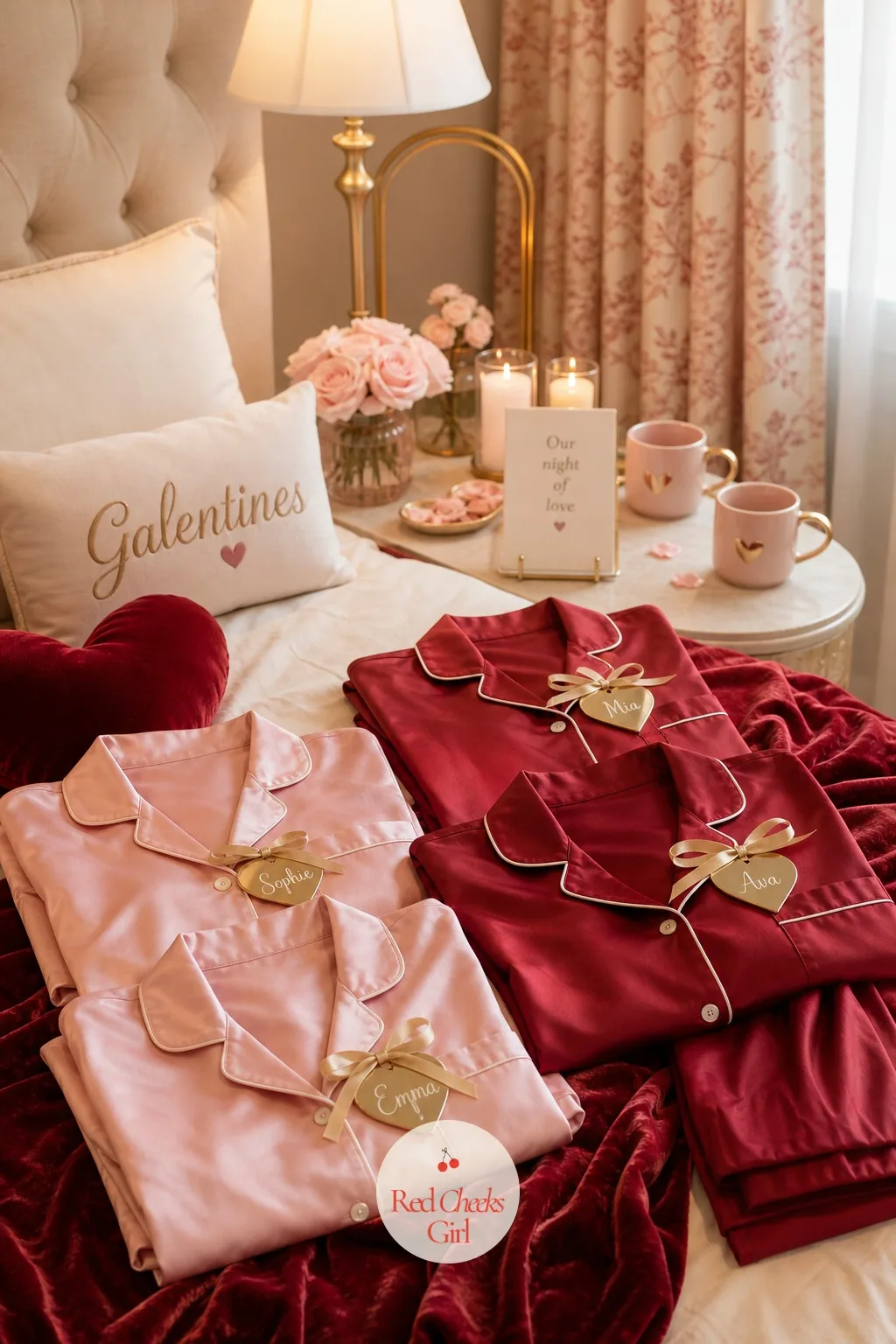 The Matching Satin Pajama Sets — Four friends in four different pajama vibes still looks like a Tuesday. Galentines pj party