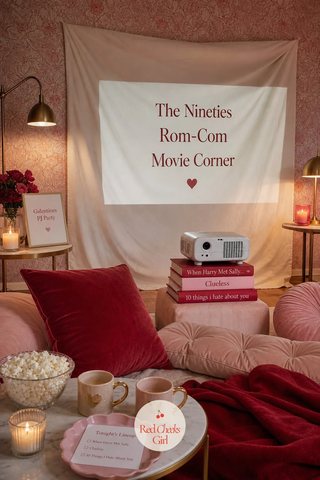 The Nineties Rom-Com Movie Corner — A screening room sounds like a renovation, not a rental. Galentines pj party