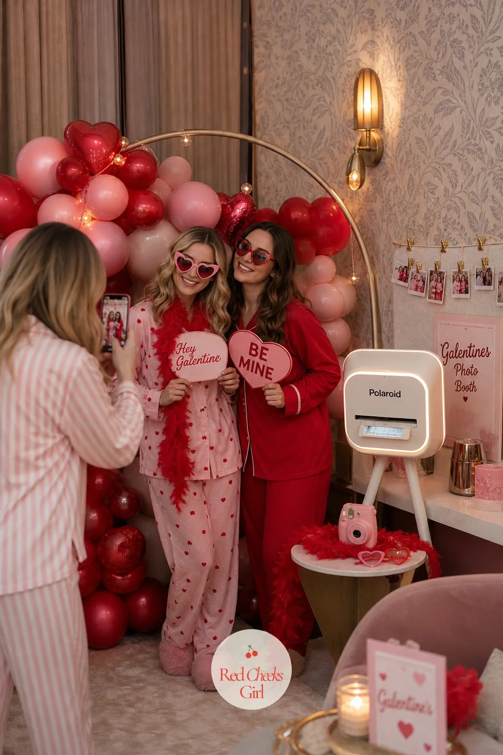 The Polaroid Photo Booth — The balloon backdrop needs a reason for everyone to stand in front of it more than once, and a stack of printed photos is a better