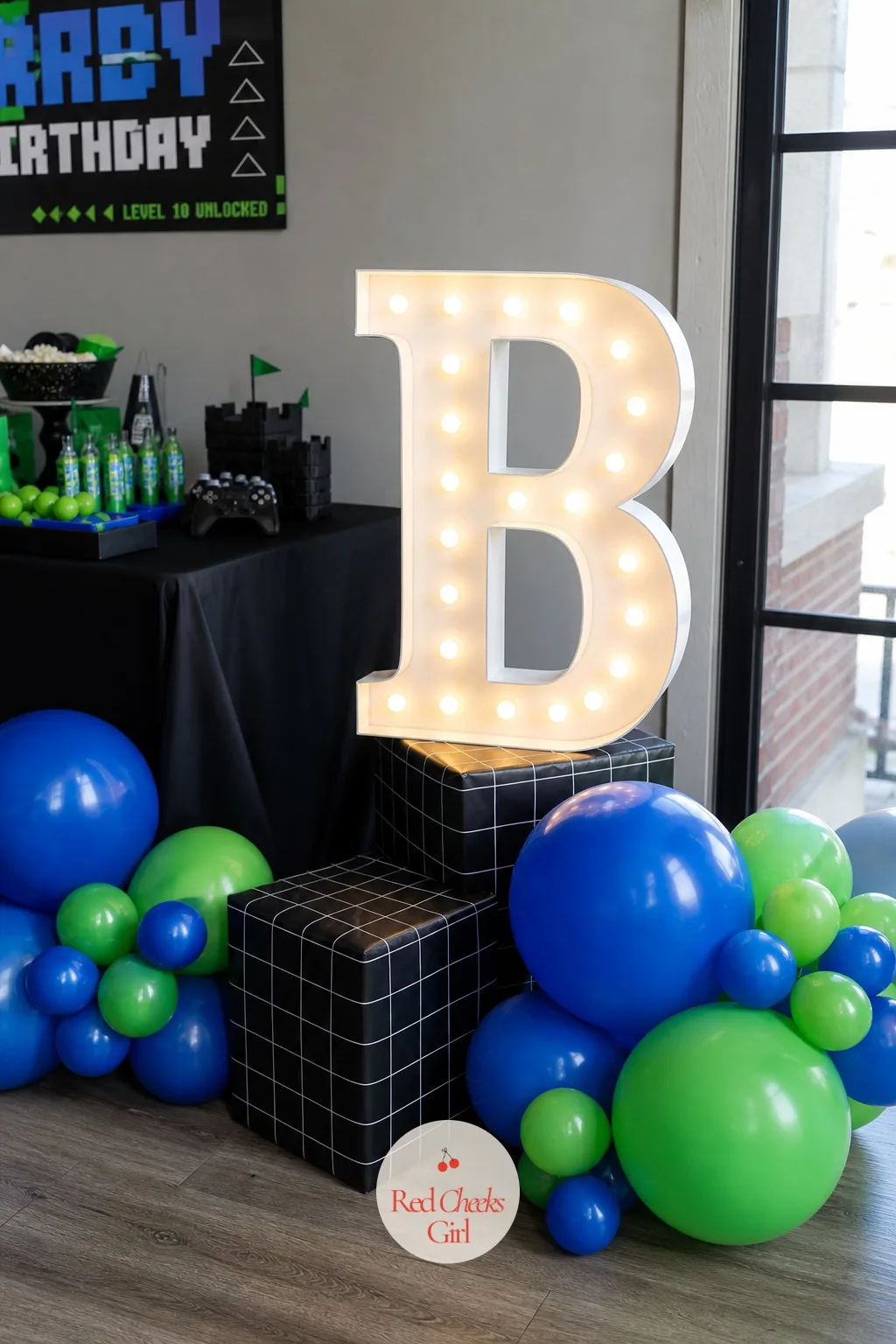 The Marquee Initial — She will ask why spell out the whole name when one letter, lit up properly, says more. Gamer birthday party ideas