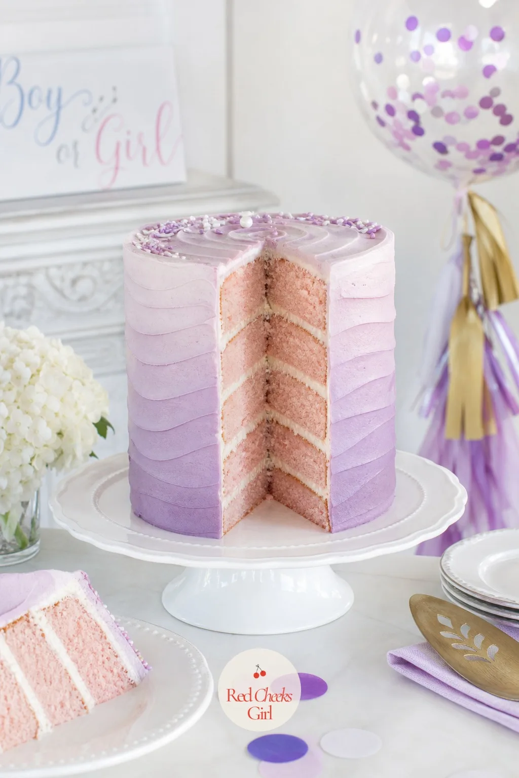 Ombre Lavender Exterior Layer Cake — Not every guest wants a cartoon-bright cake on the table, and this one answers for the room that would rather the drama