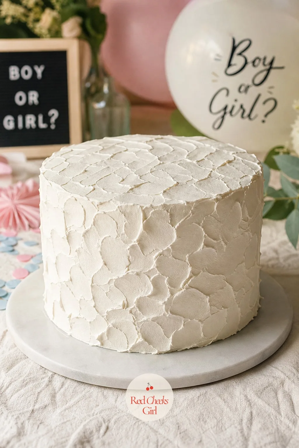 Palette-Knife Textured White Cake — A perfectly smooth cake can look a little sterile under party lighting, and this textured version solves that without