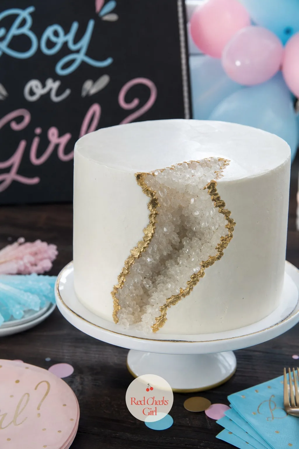 Rock Candy Geode Cake — A geode cake looks expensive and is, in fact, one of the cheapest showpieces on this list, because the crystals doing all the visual