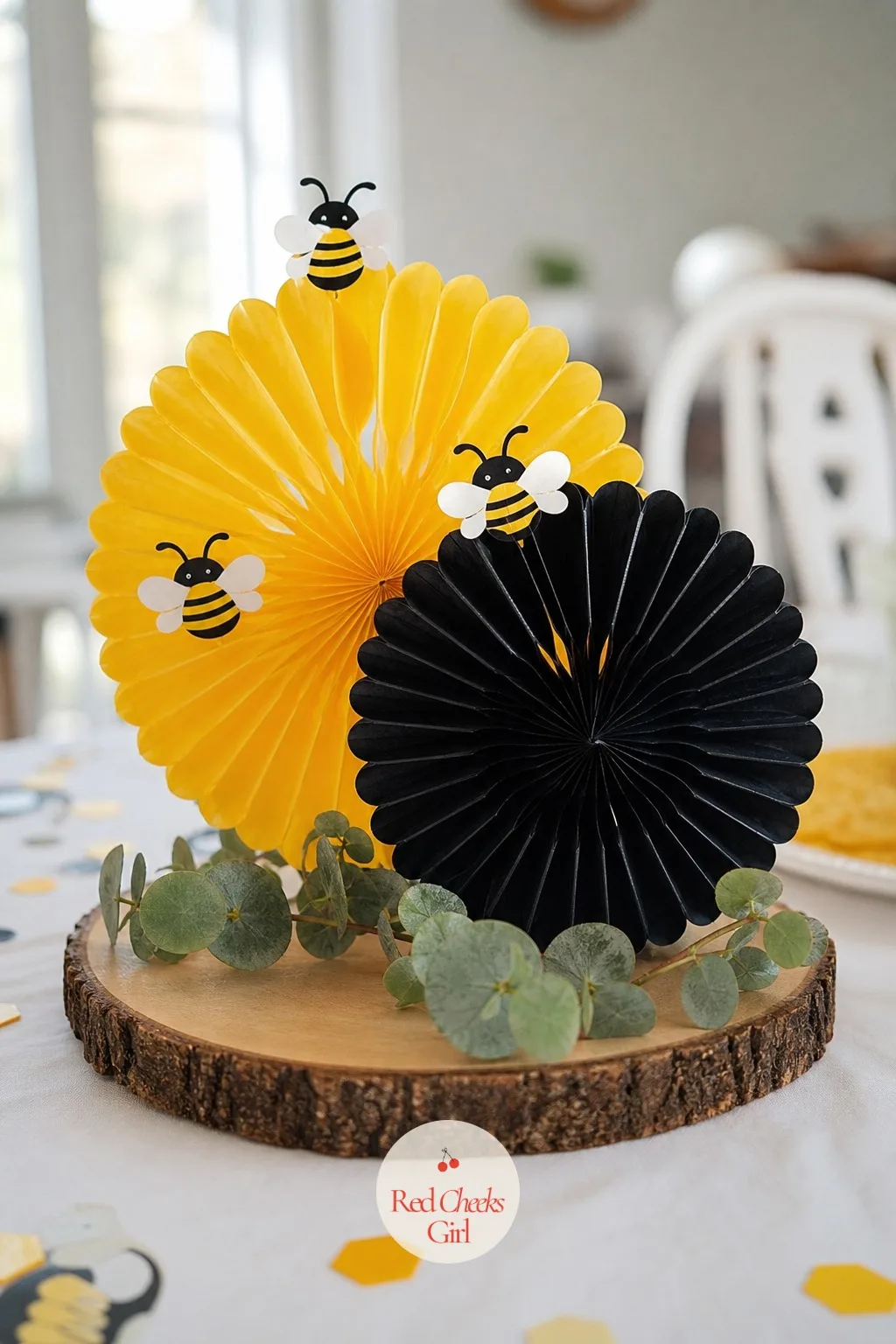 Bee and Honeycomb — 'What will it bee' earns its keep here, since the whole motif comes with its own built-in colours and does not need pink or blue at all.