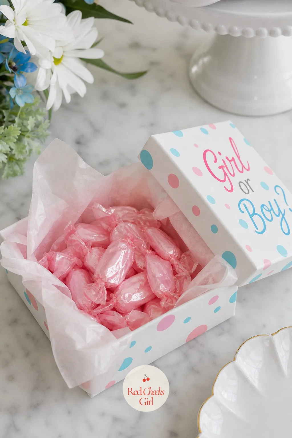 Colored Candy Box — Food does the reveal without anyone needing to read instructions first. Gender reveal ideas for family