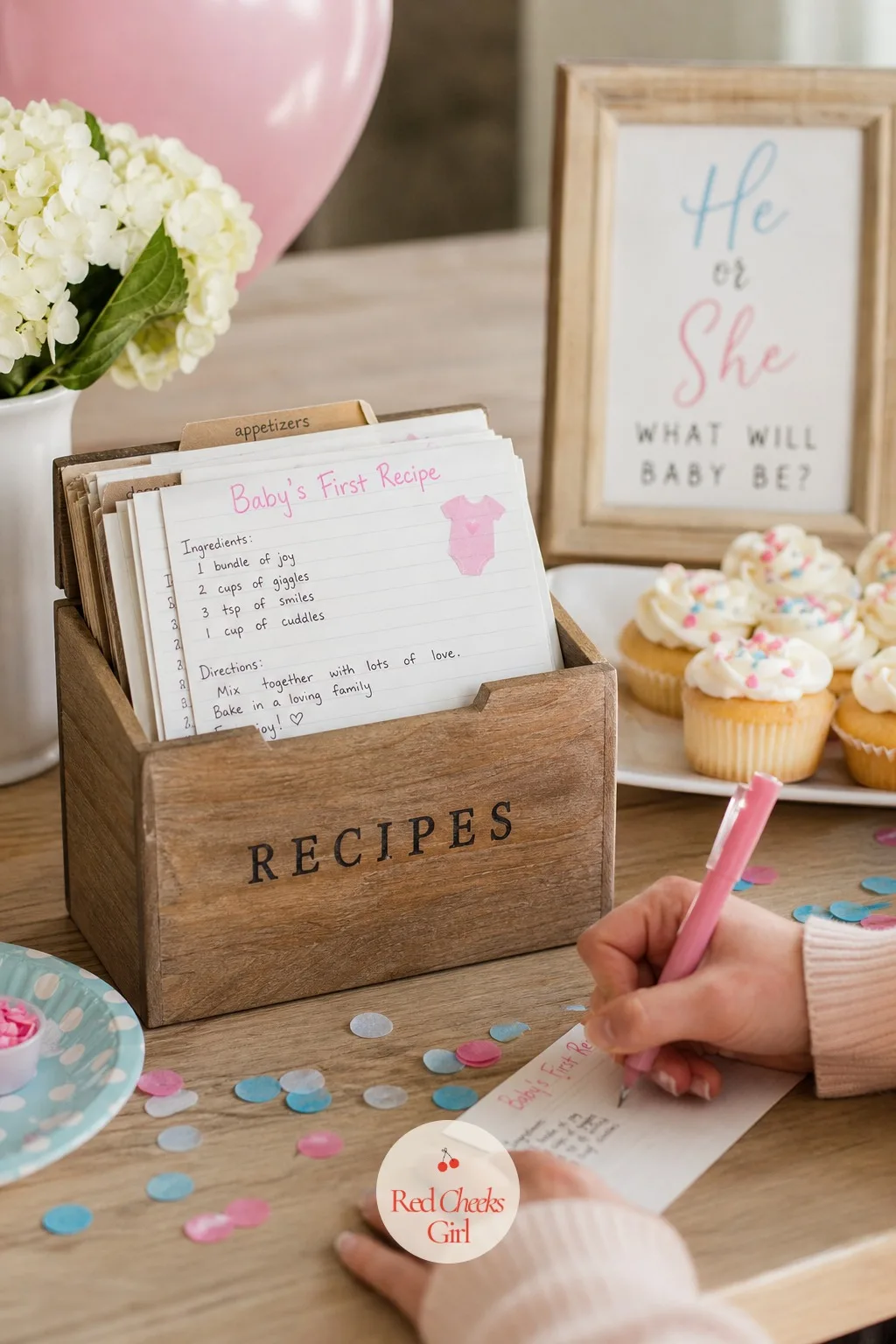 Family Recipe Card for Baby's First Recipe — The relative who cooks for every holiday deserves a reveal that speaks her language. Gender reveal ideas for family