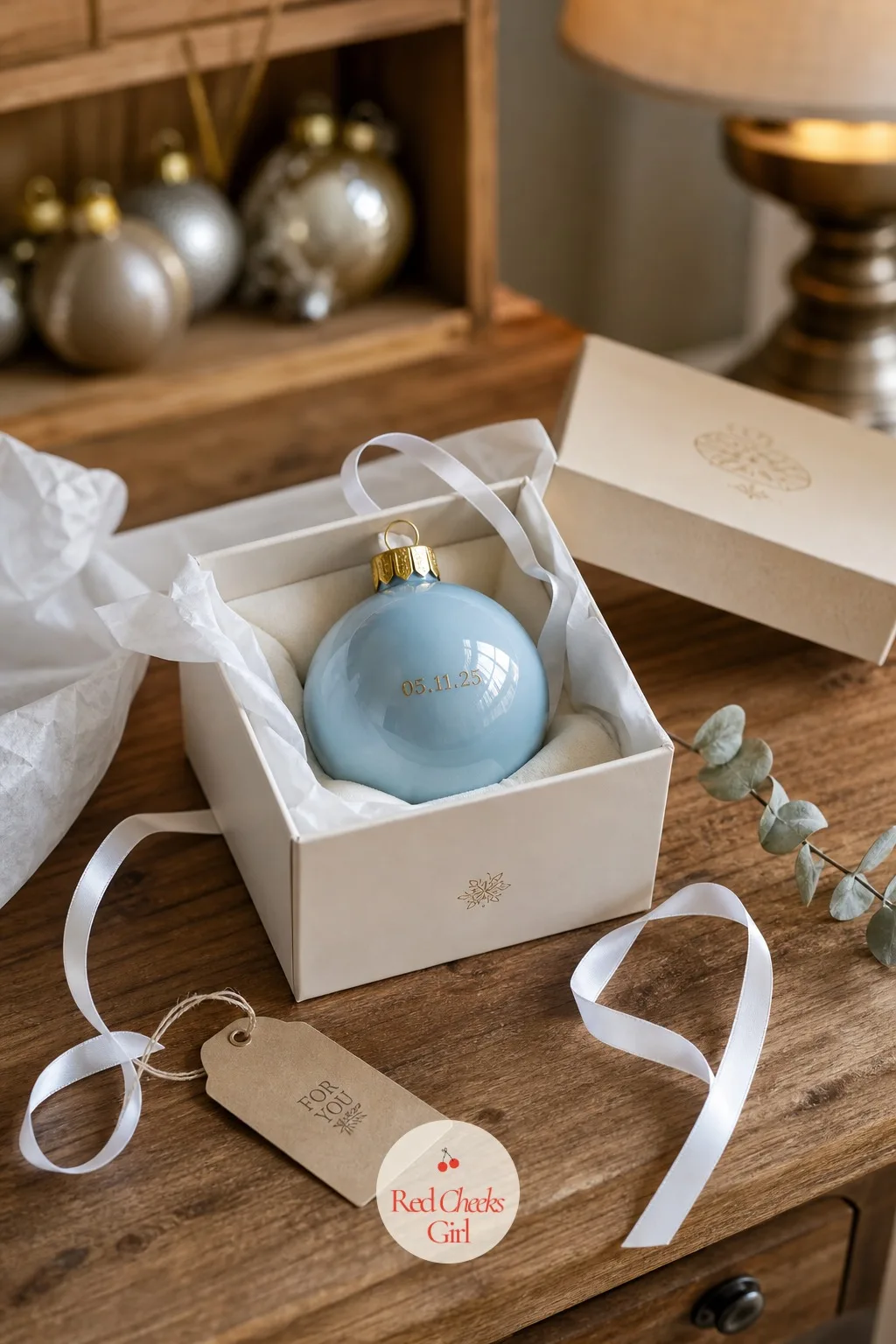 Keepsake Ornament — An ornament does not need a tree to make sense, it just needs a hook and a shelf. Gender reveal ideas for family