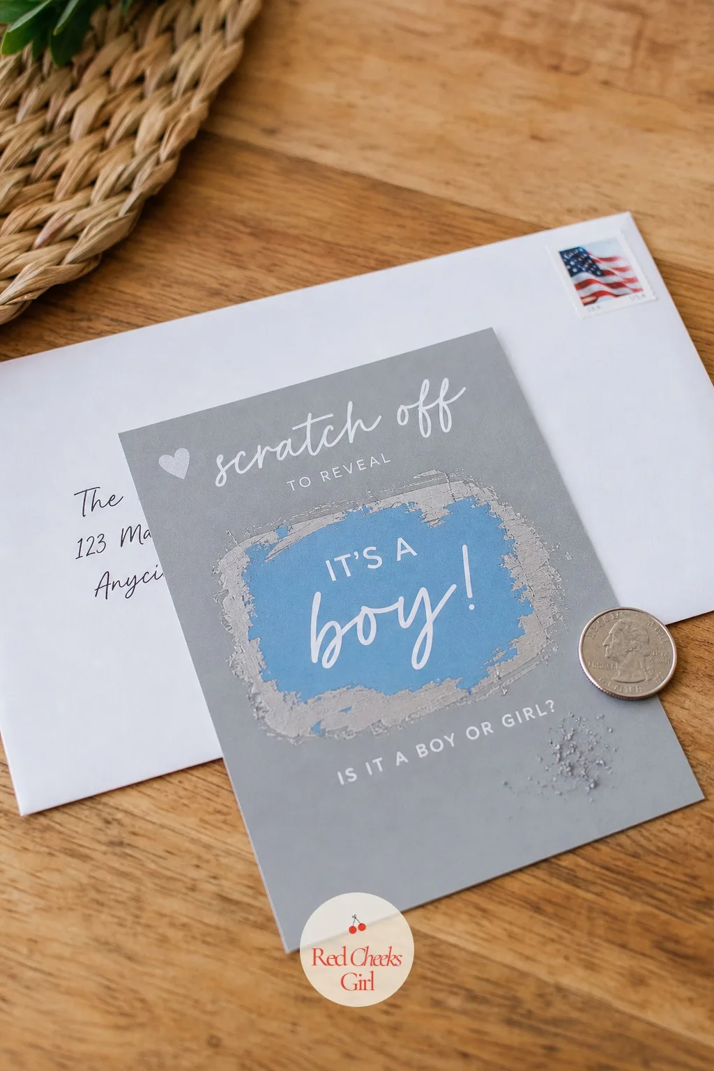 Mailed Scratch-Off Cards — A card that just says the news feels over in a second. Gender reveal ideas for family